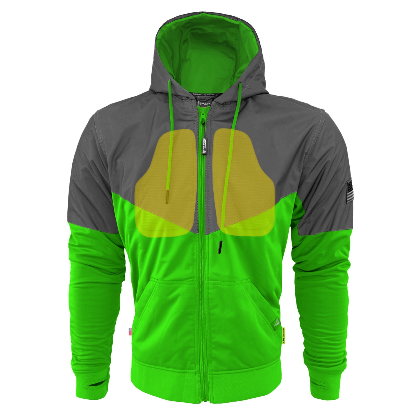 Ultra Reflective Hoodie Green Nebula with Pads