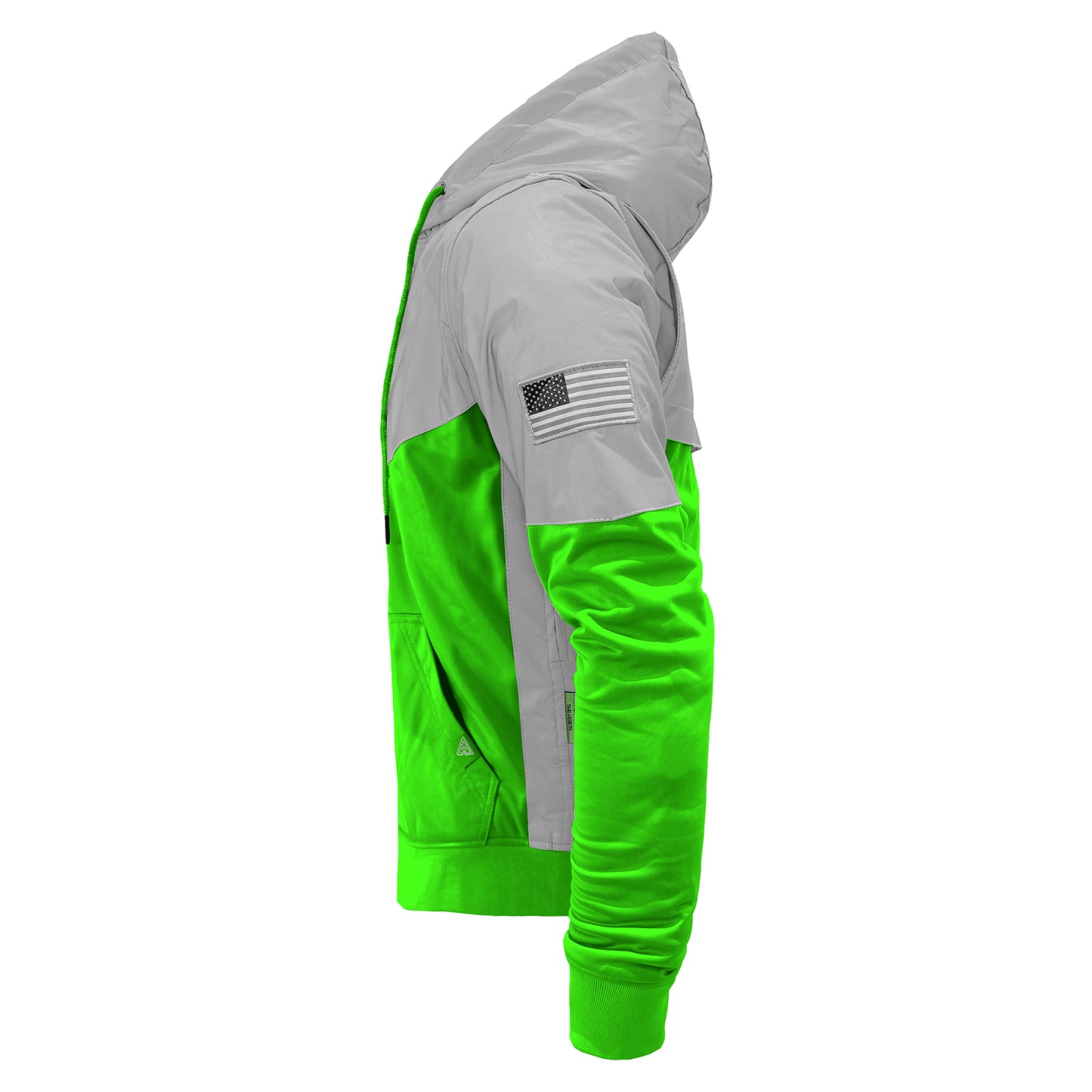 Ultra Reflective Hoodie Green Eclipse with Pads