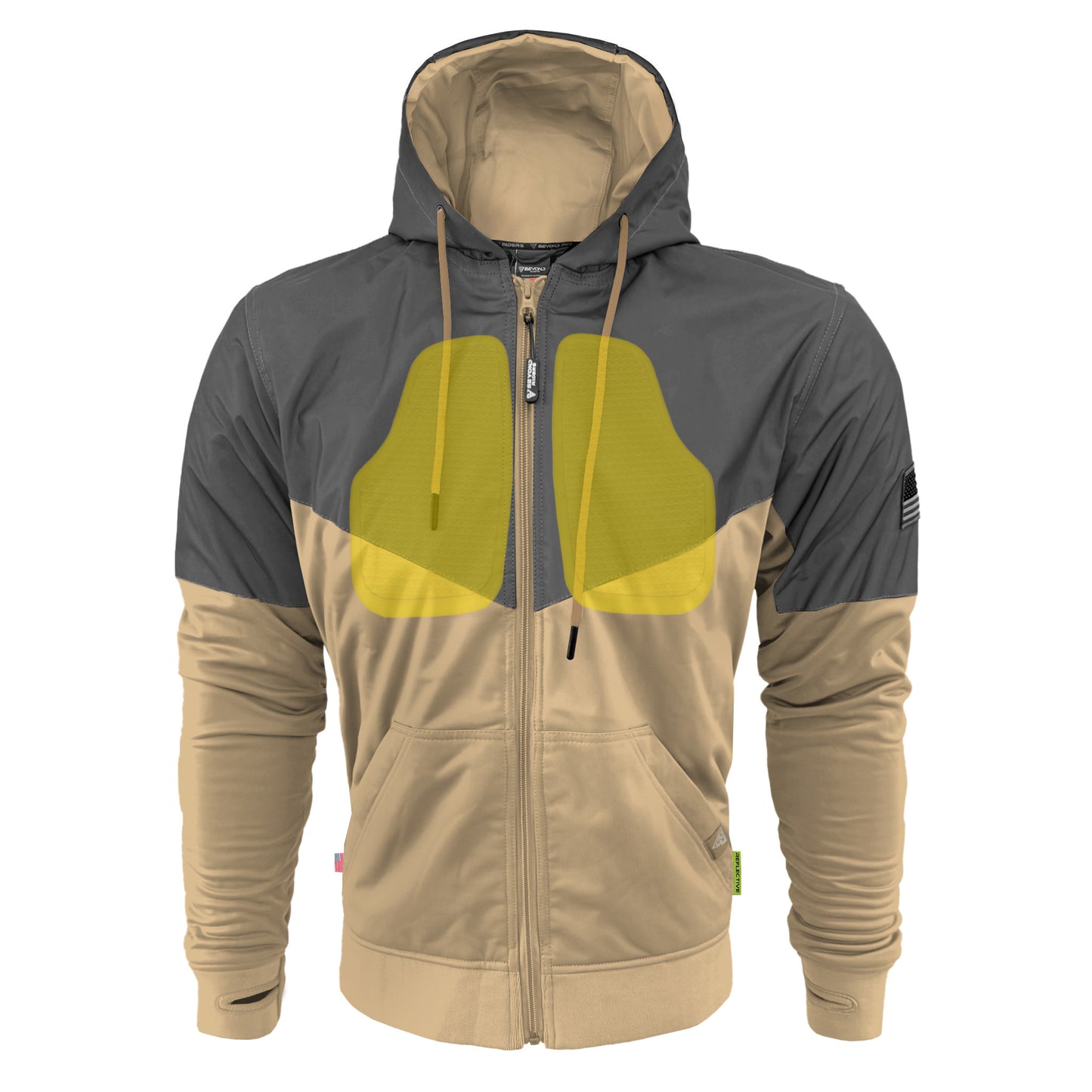 Ultra Reflective Hoodie Khaki Nebula with Pads