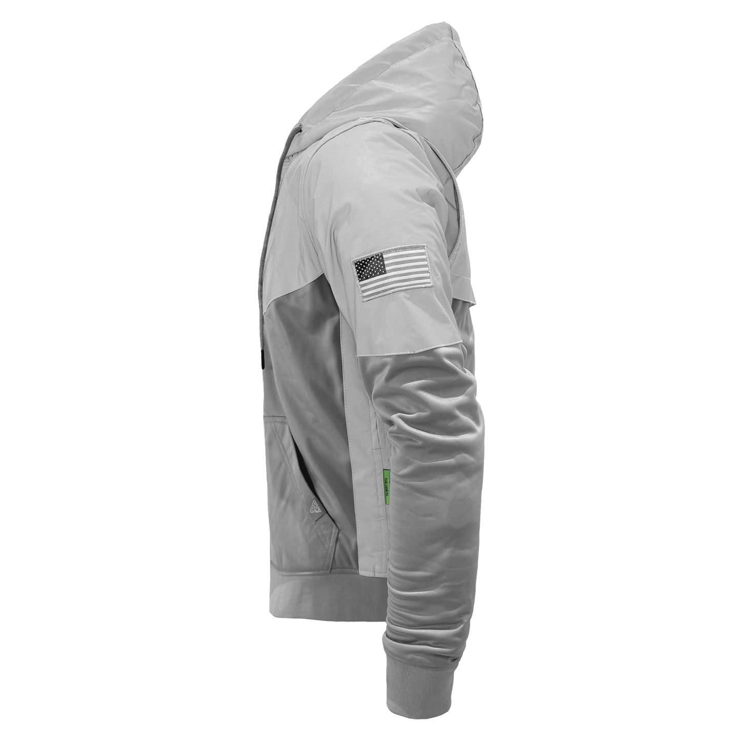Ultra Reflective Hoodie "Twilight Titanium" - Light Gray and Silver with Pads