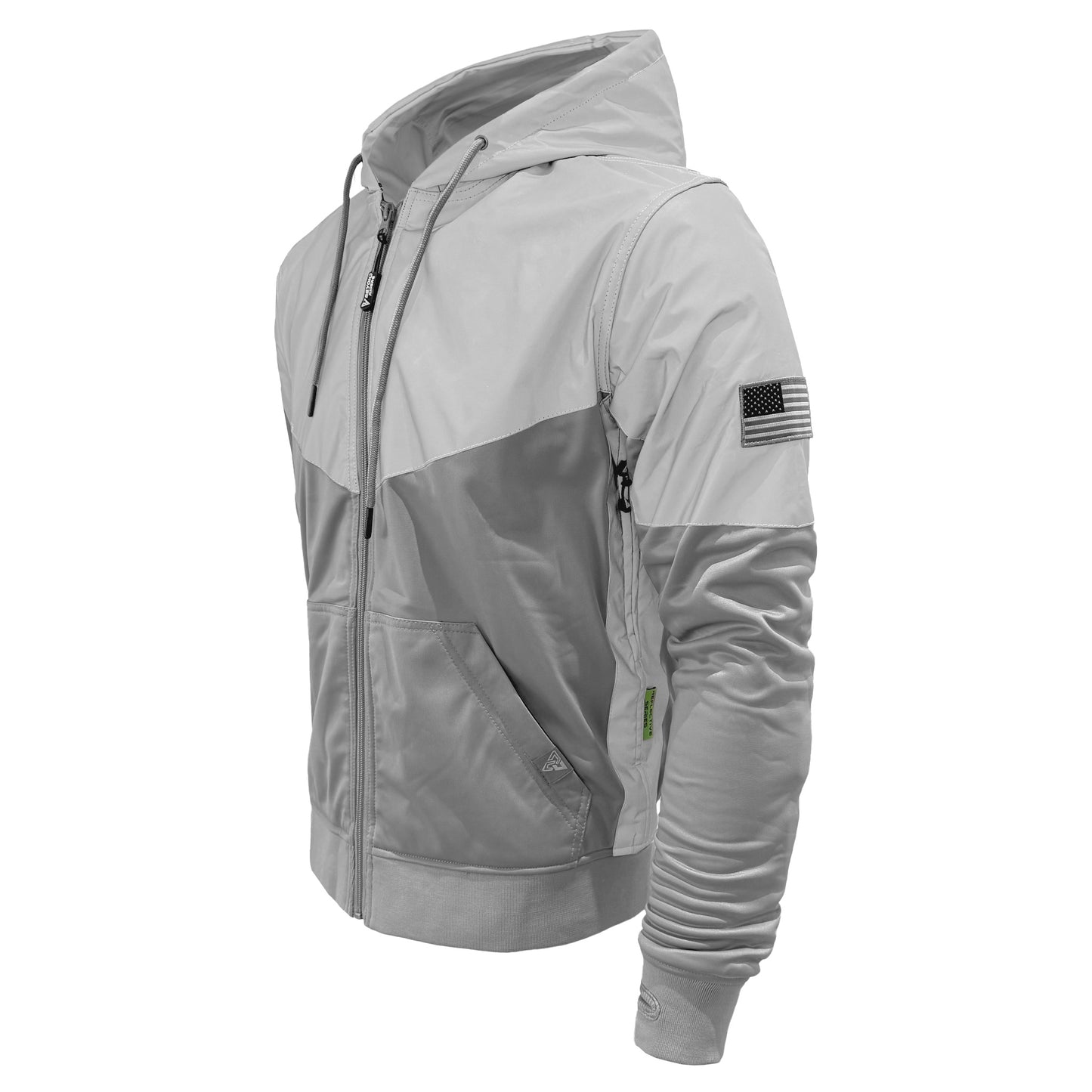 Ultra Reflective Hoodie "Twilight Titanium" - Light Gray and Silver with Pads