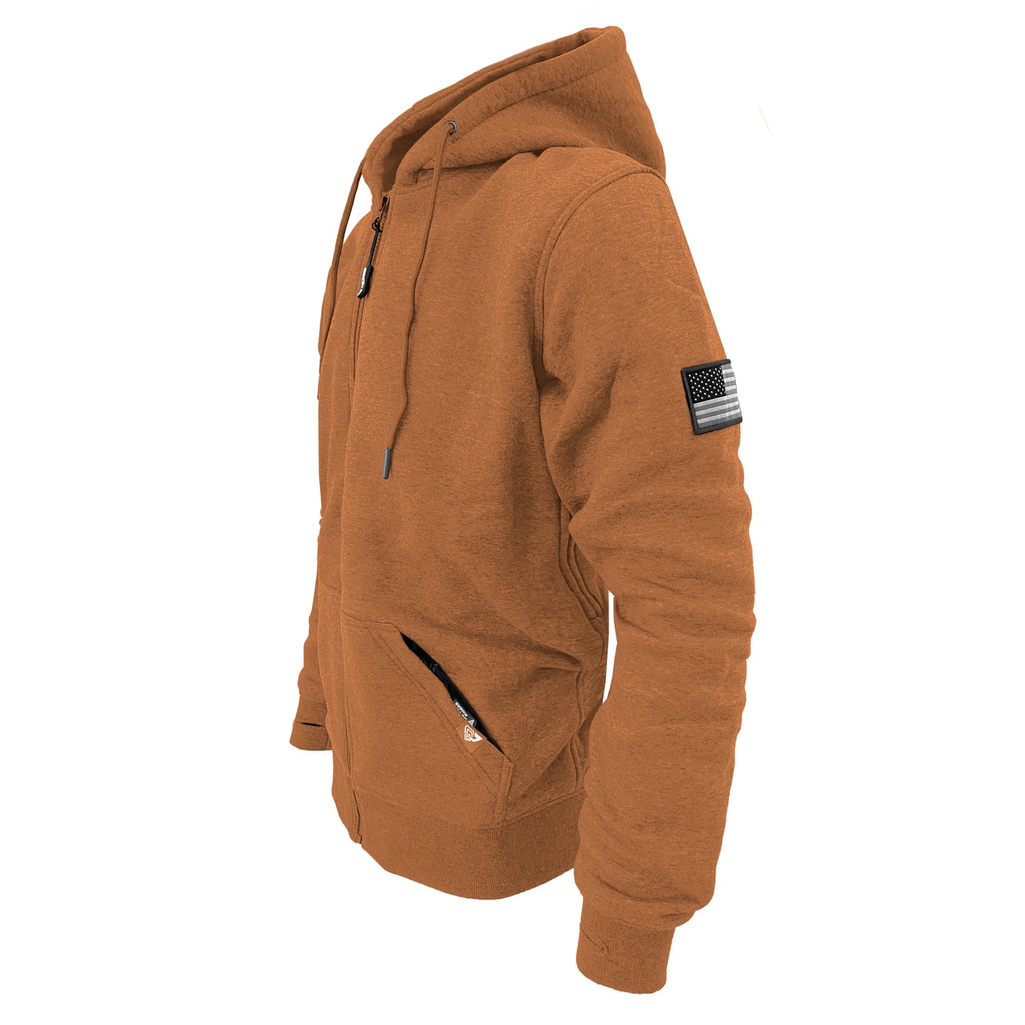 Protective Fleece Unisex Hoodie - Camel with Pads