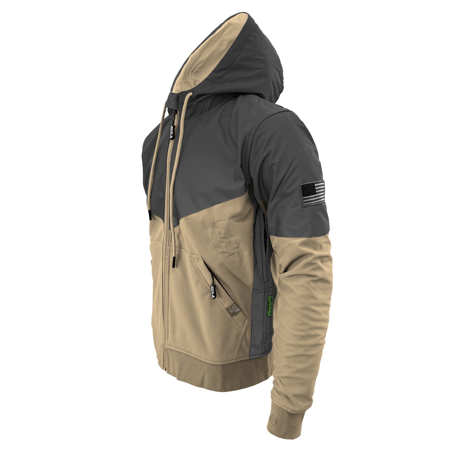 SALE SoftShell Reflective Khaki Nebula Hoodie - with Pads