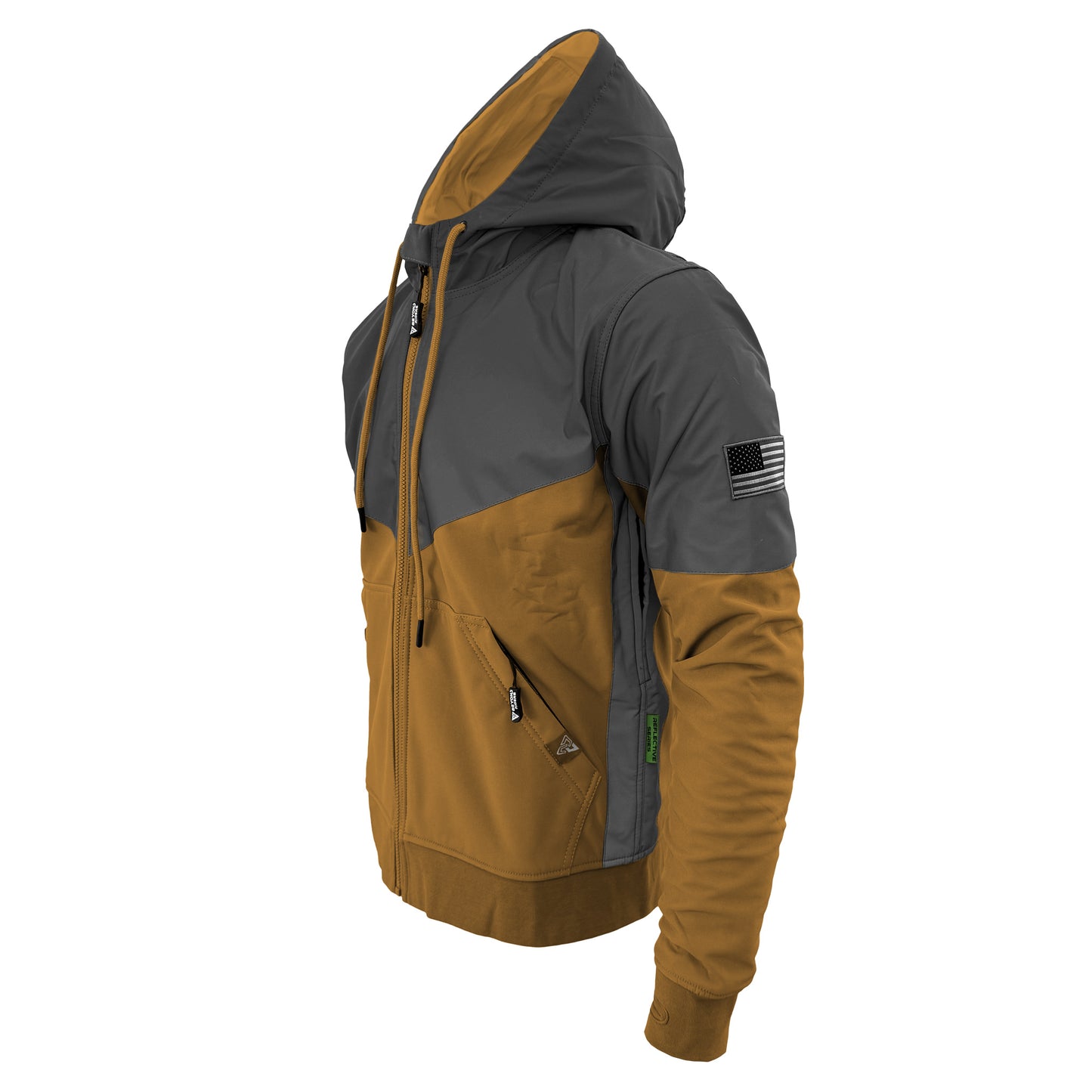 SoftShell Reflective Mustard Nebula Hoodie - with Pads