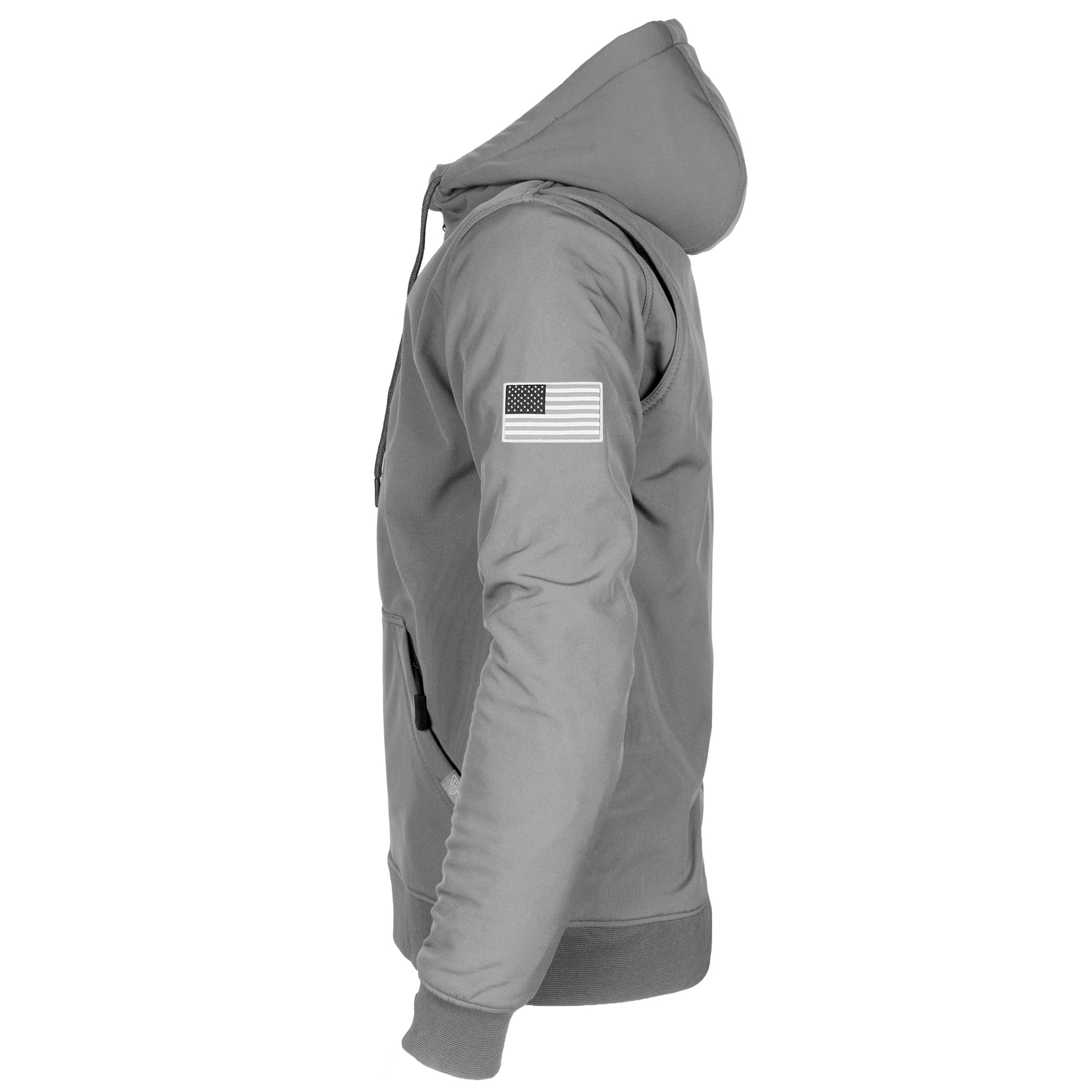 Unisex-Softshell-Hoodie-Gray-Matte-Color-Left