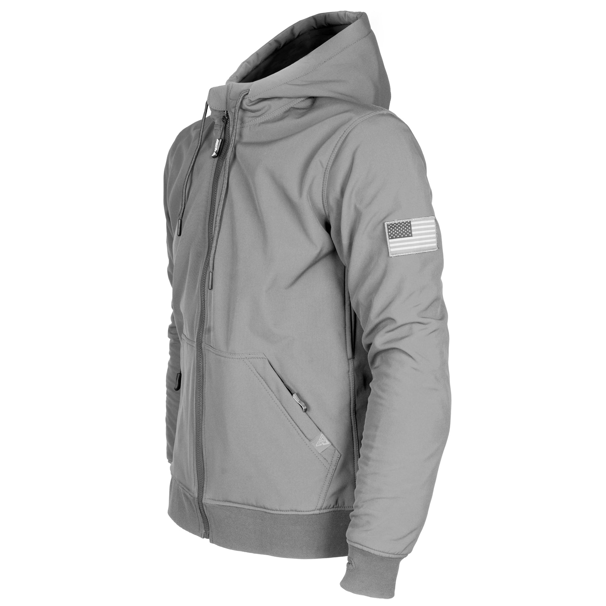 Unisex-Softshell-Hoodie-Gray-Matte-Color-Left45