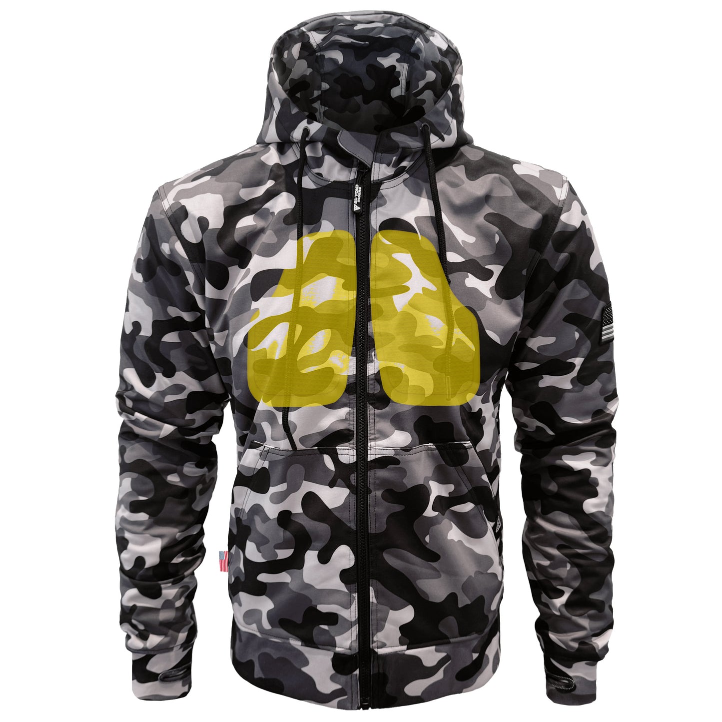 Protective SoftShell Unisex Camouflage Hoodie - "Grey Boomer" with Pads