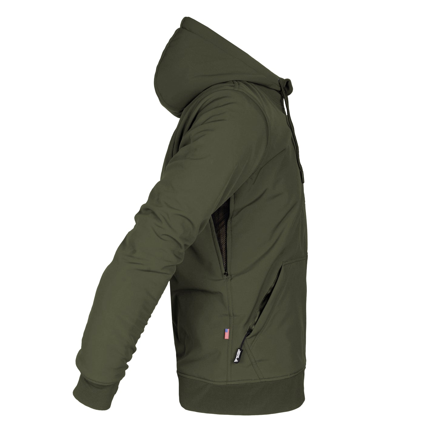 Protective SoftShell Unisex Hoodie - Army Green Matte with Pads