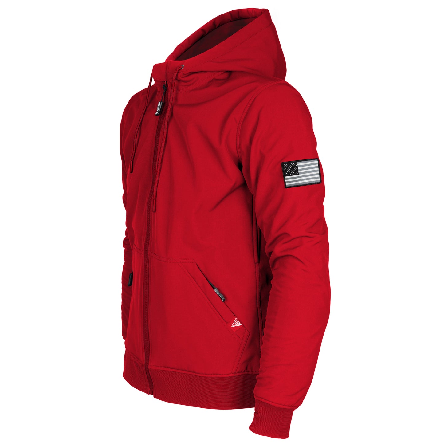 Protective SoftShell Unisex Hoodie - Red Solid Matte with Pads