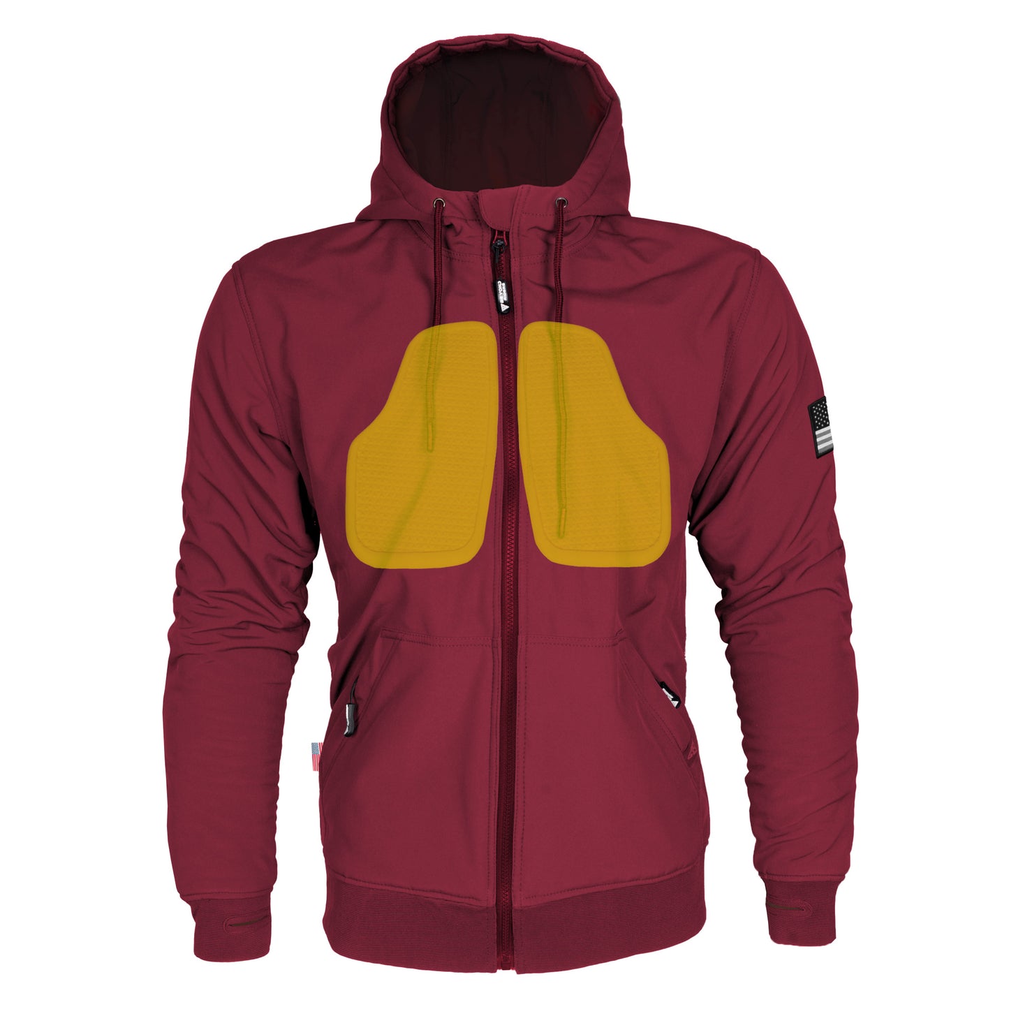 Protective SoftShell Unisex Hoodie - Red Maroon Matte with Pads