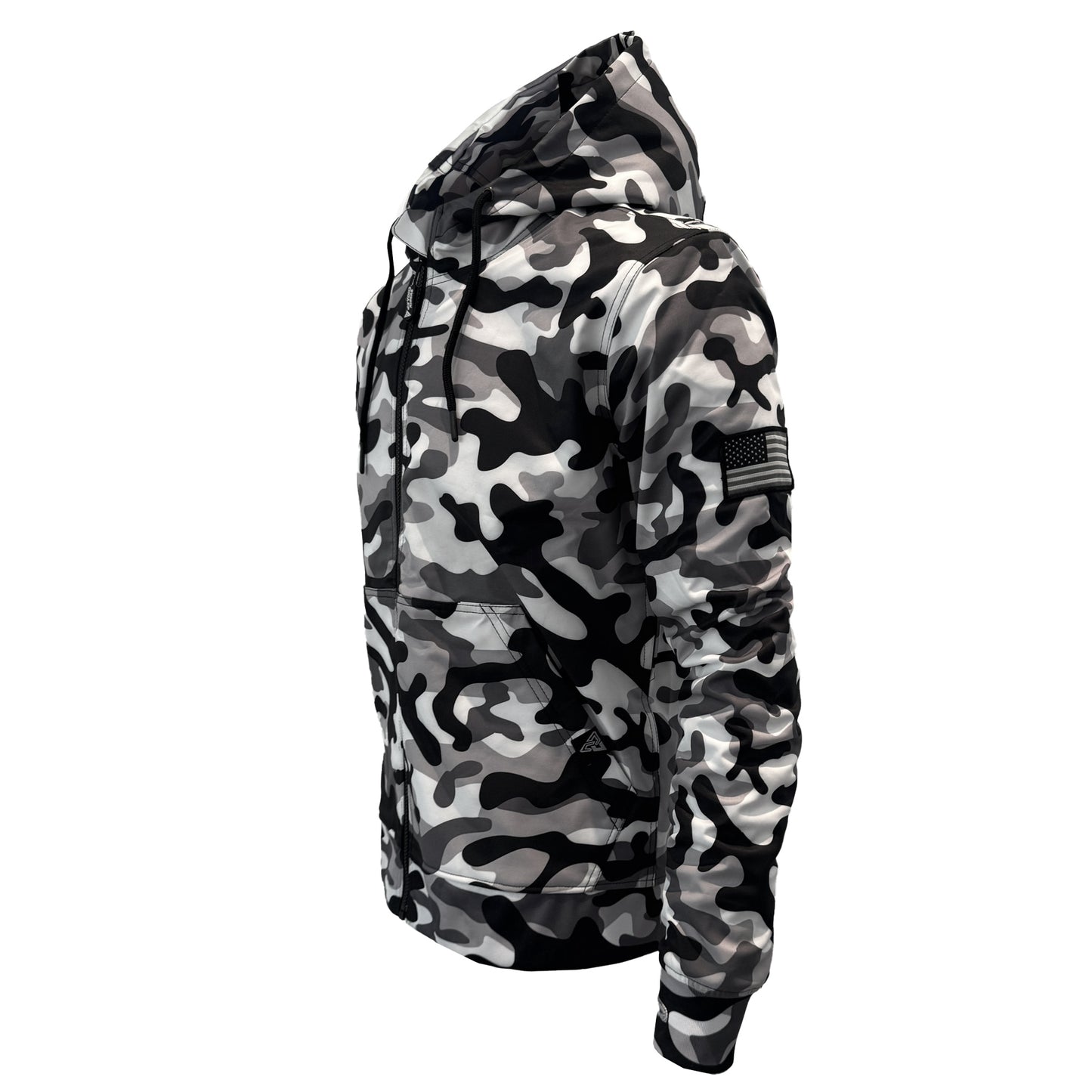 Protective SoftShell Unisex Camouflage Hoodie - "Snow Fox" with Pads