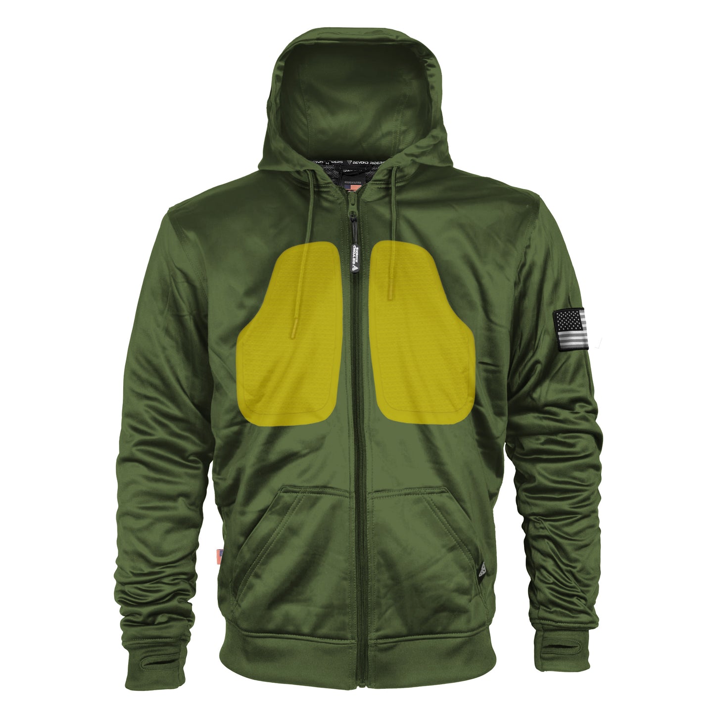 Army Green Solid Ultra Protective Hoodie with Pads