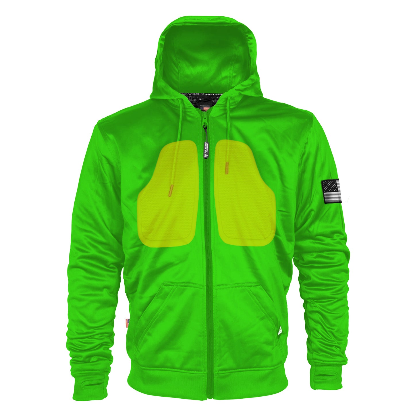 Green Solid Ultra Protective Hoodie with Pads