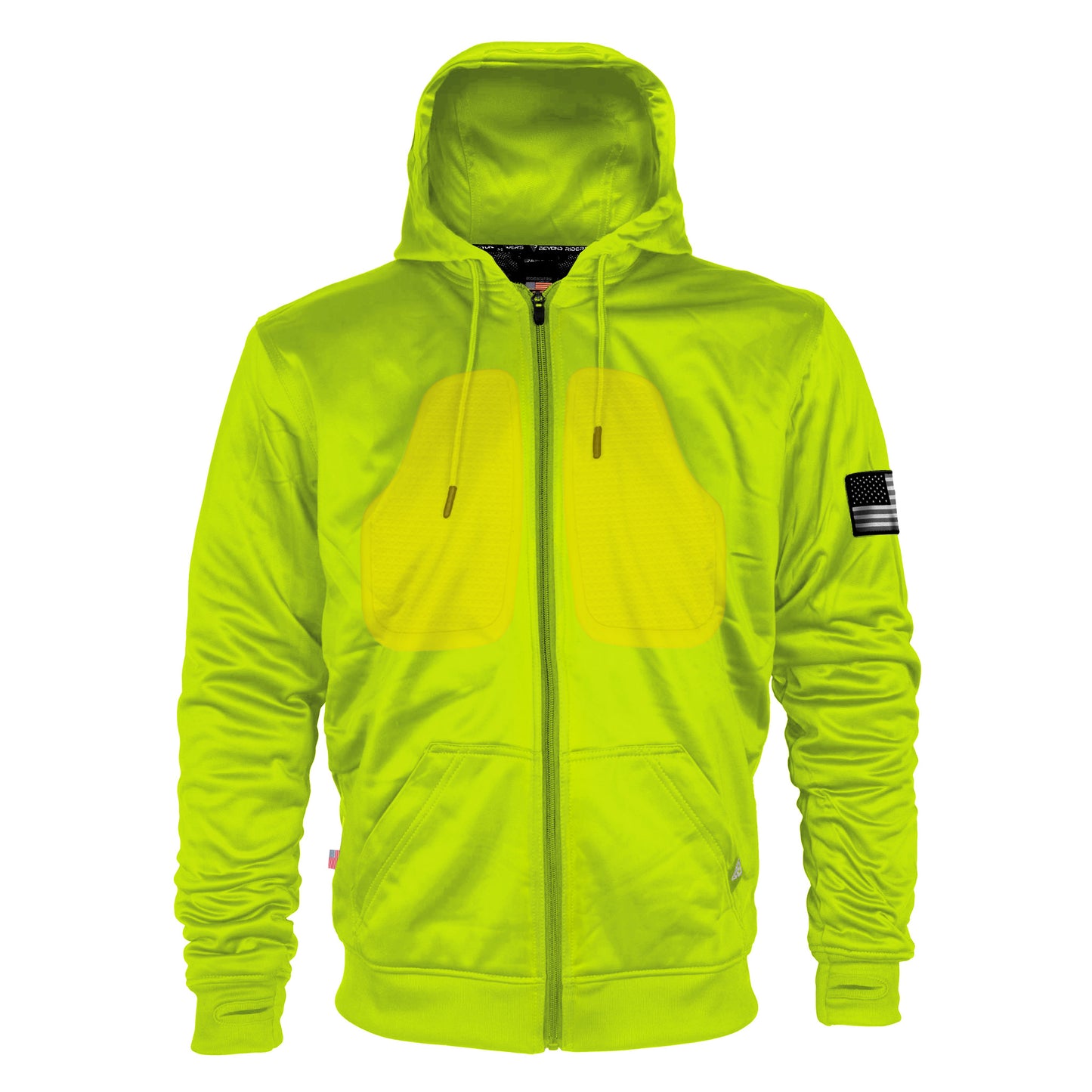 Hi Vis Green Solid Ultra Protective Hoodie with Pads