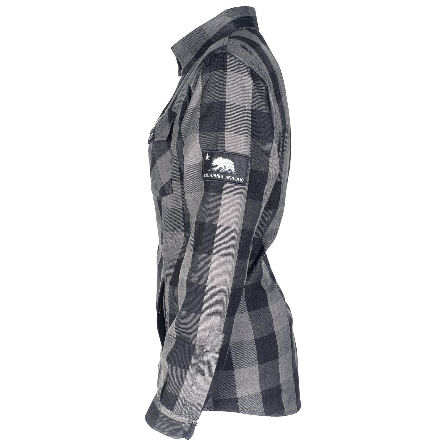 SALE Protective Flannel Shirt for Women - Grey Checkered with Pads