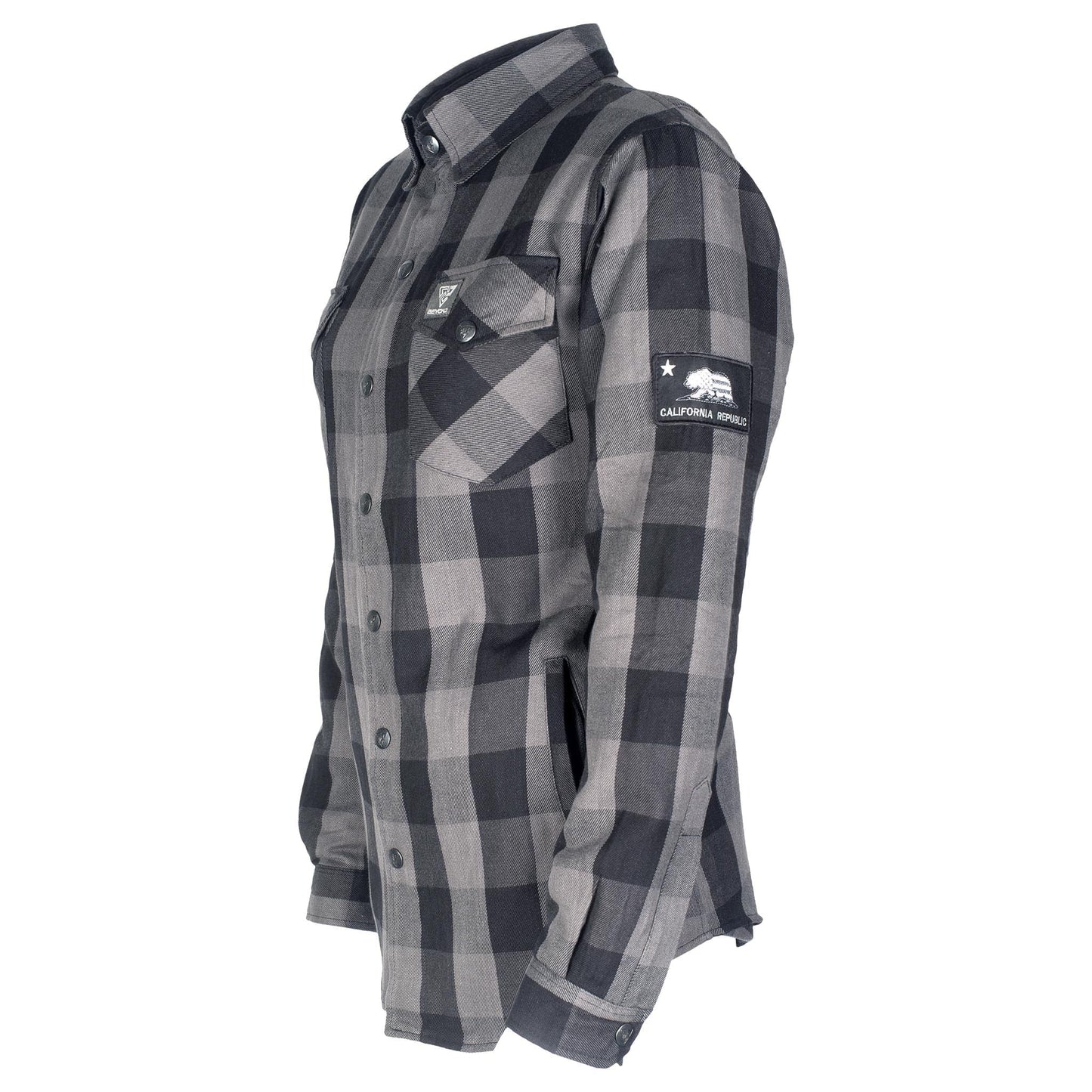 SALE Protective Flannel Shirt for Women - Grey Checkered with Pads