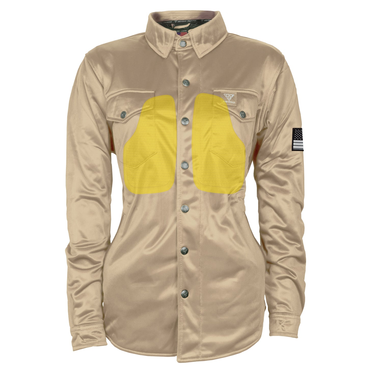Ultra Protective Shirt for Women - Khaki Solid with Pads
