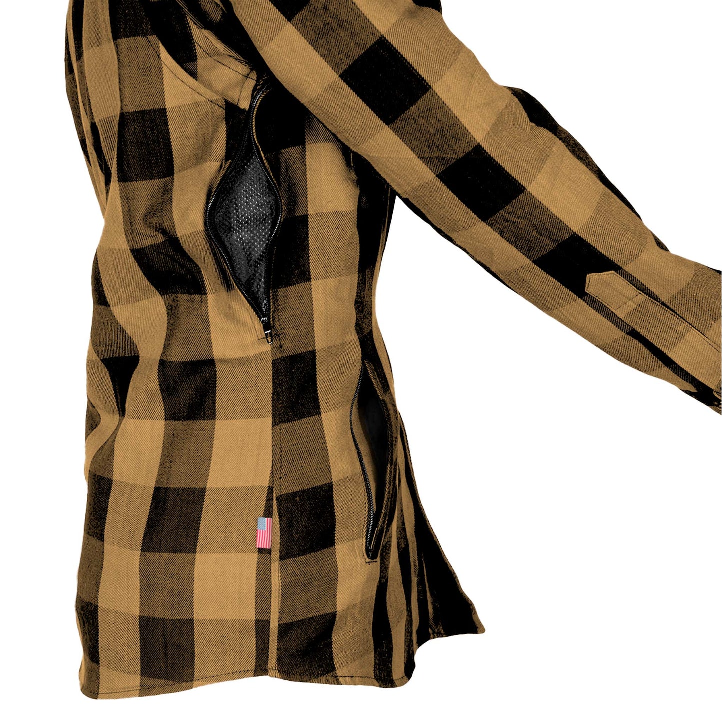 Protective Flannel Shirt for Women - Camel Checkered with Pads