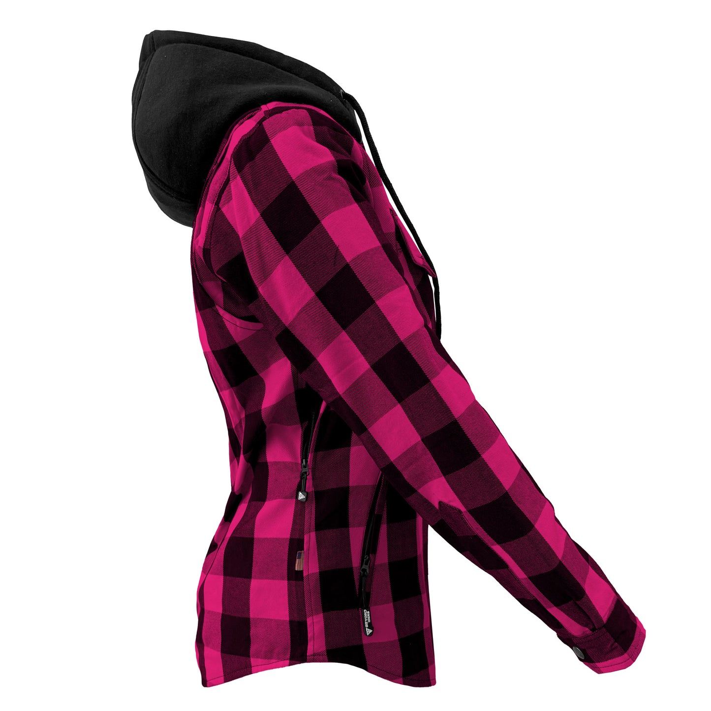SALE Protective Flannel Hoodie for Women - Pink and Black Checkered with Pads