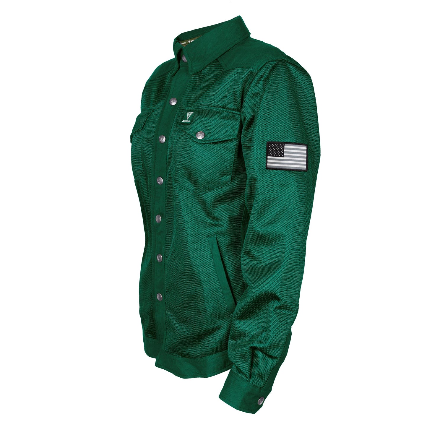 Protective Summer Mesh Shirt for Women - Dark Green Solid with Pads