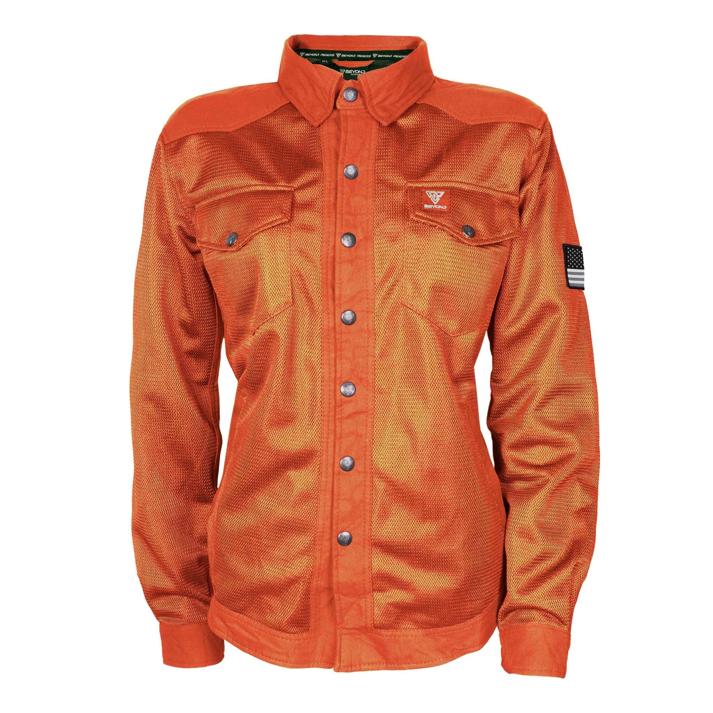 SALE Protective Summer Mesh Shirt for Women - Orange Solid with Pads