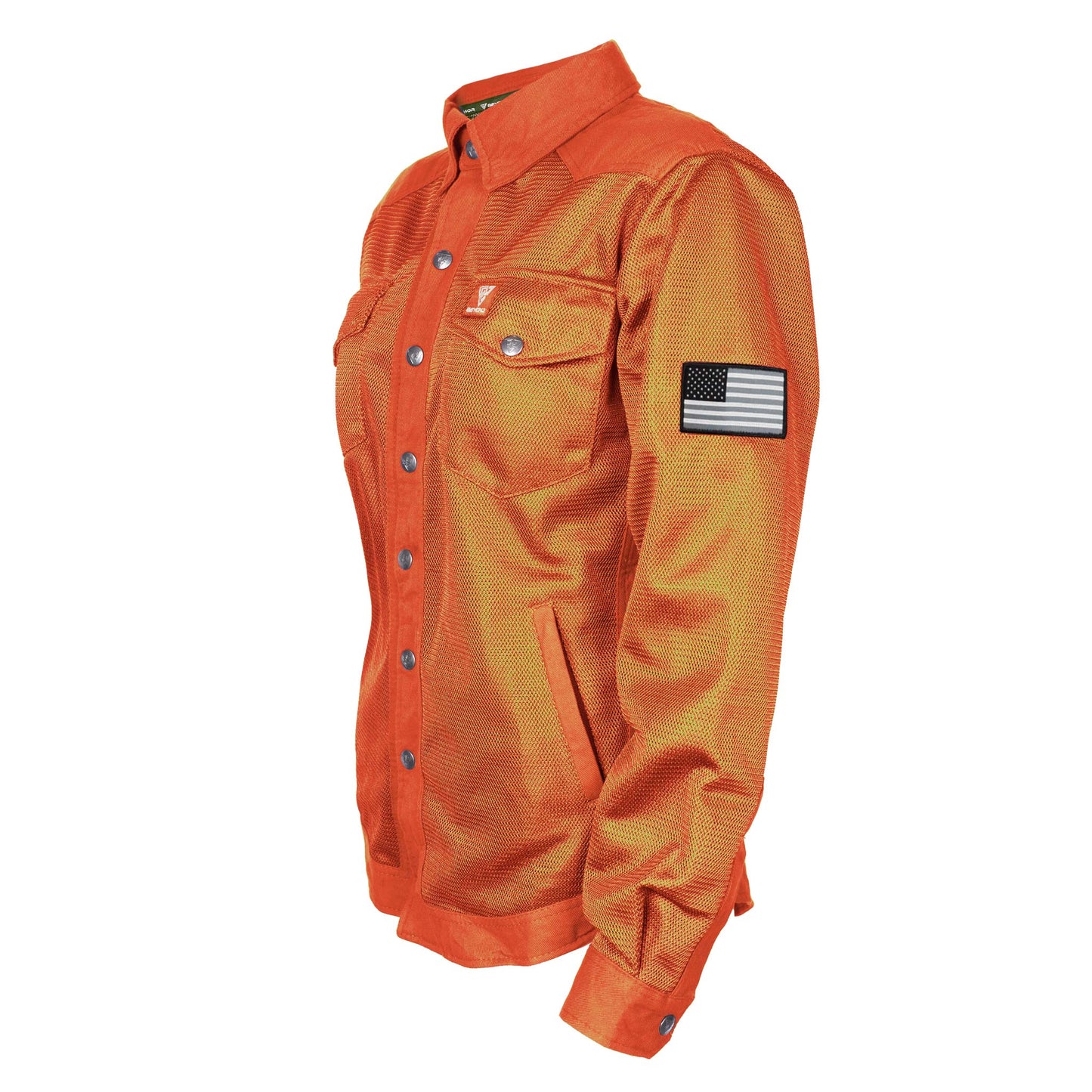 SALE Protective Summer Mesh Shirt for Women - Orange Solid with Pads