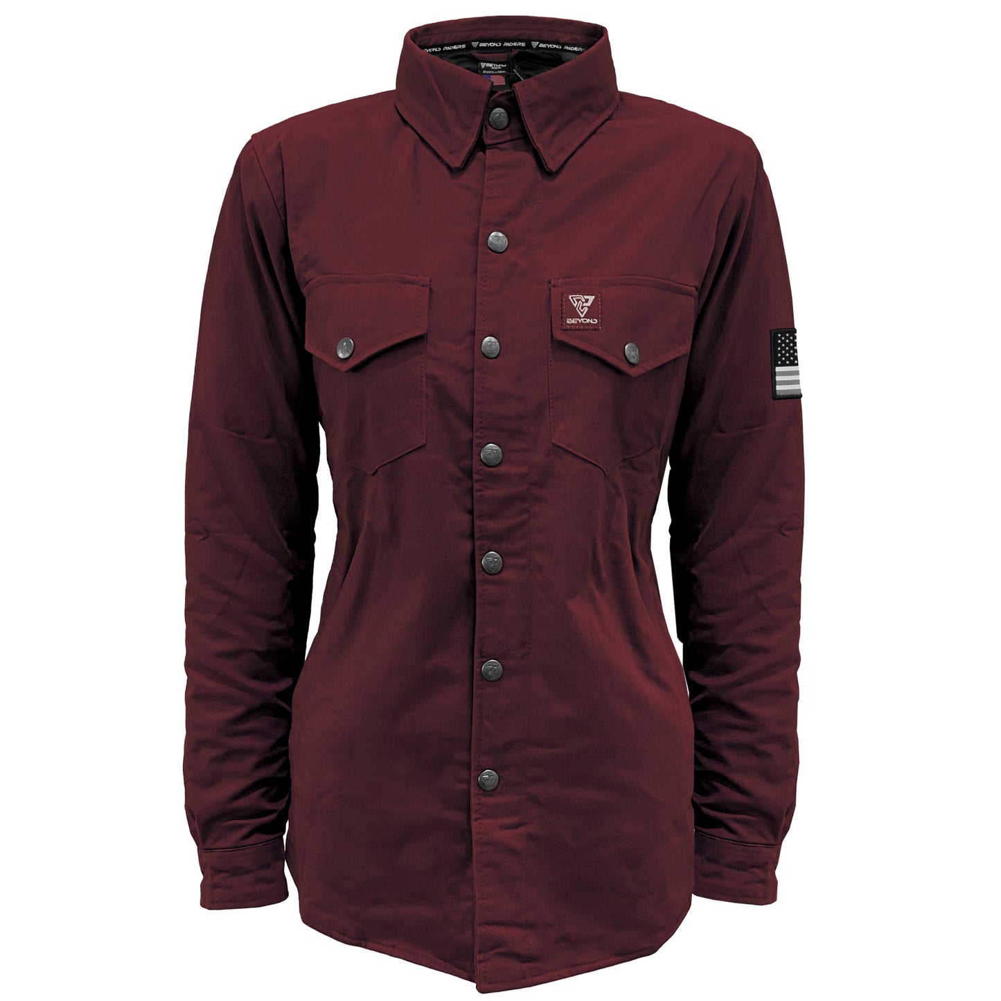 Protective Canvas Jacket for Women - Red Maroon with Pads