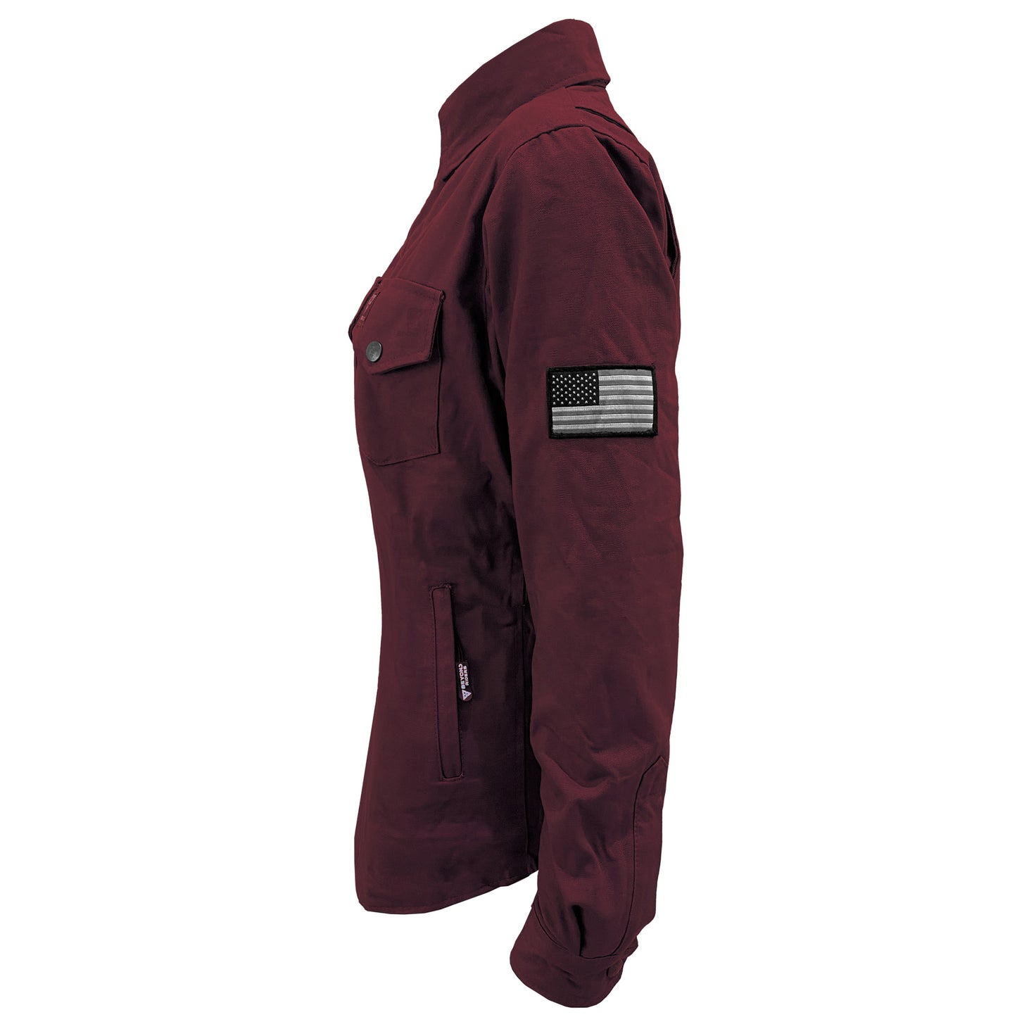 Protective Canvas Jacket for Women - Red Maroon with Pads