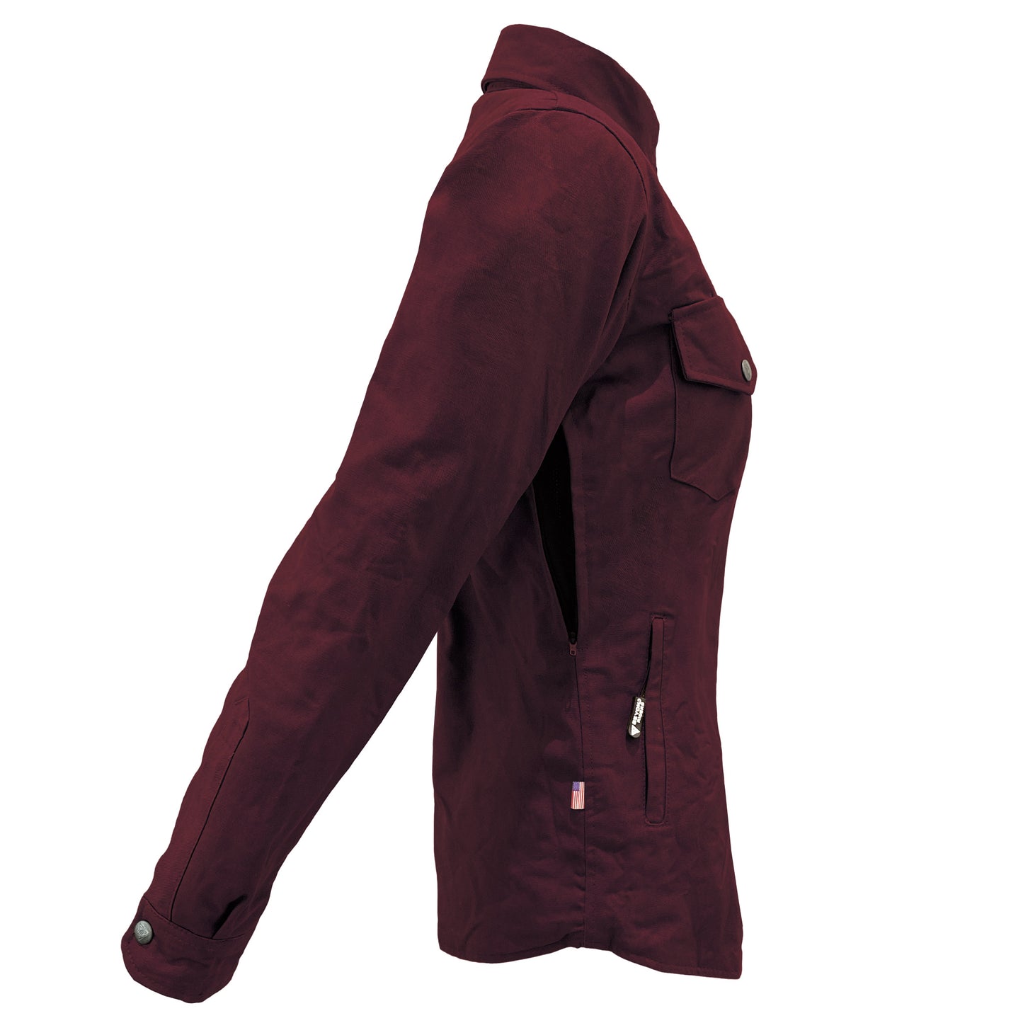 Protective Canvas Jacket for Women - Red Maroon with Pads