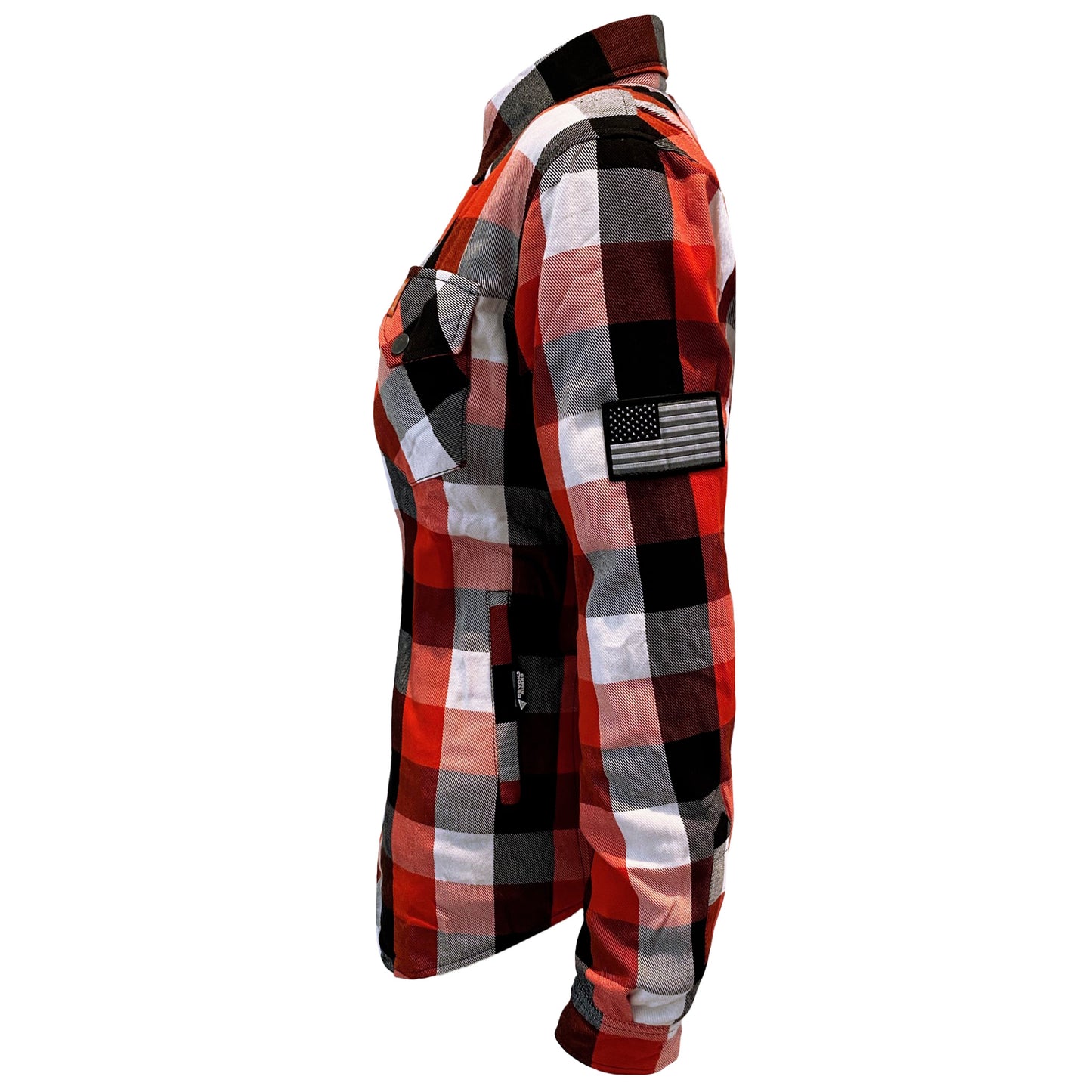 Protective Flannel Shirt for Women - Red Black White Checkered with Pads
