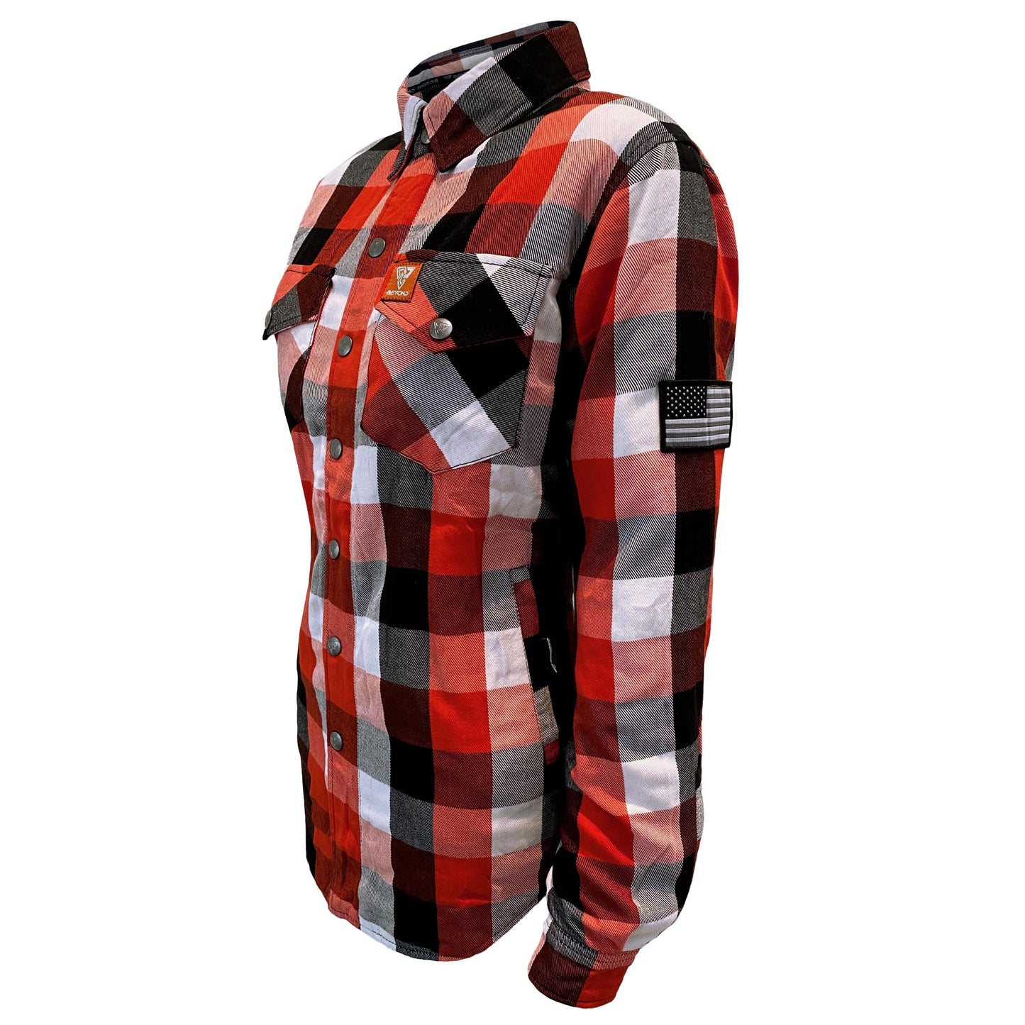 Protective Flannel Shirt for Women - Red Black White Checkered with Pads