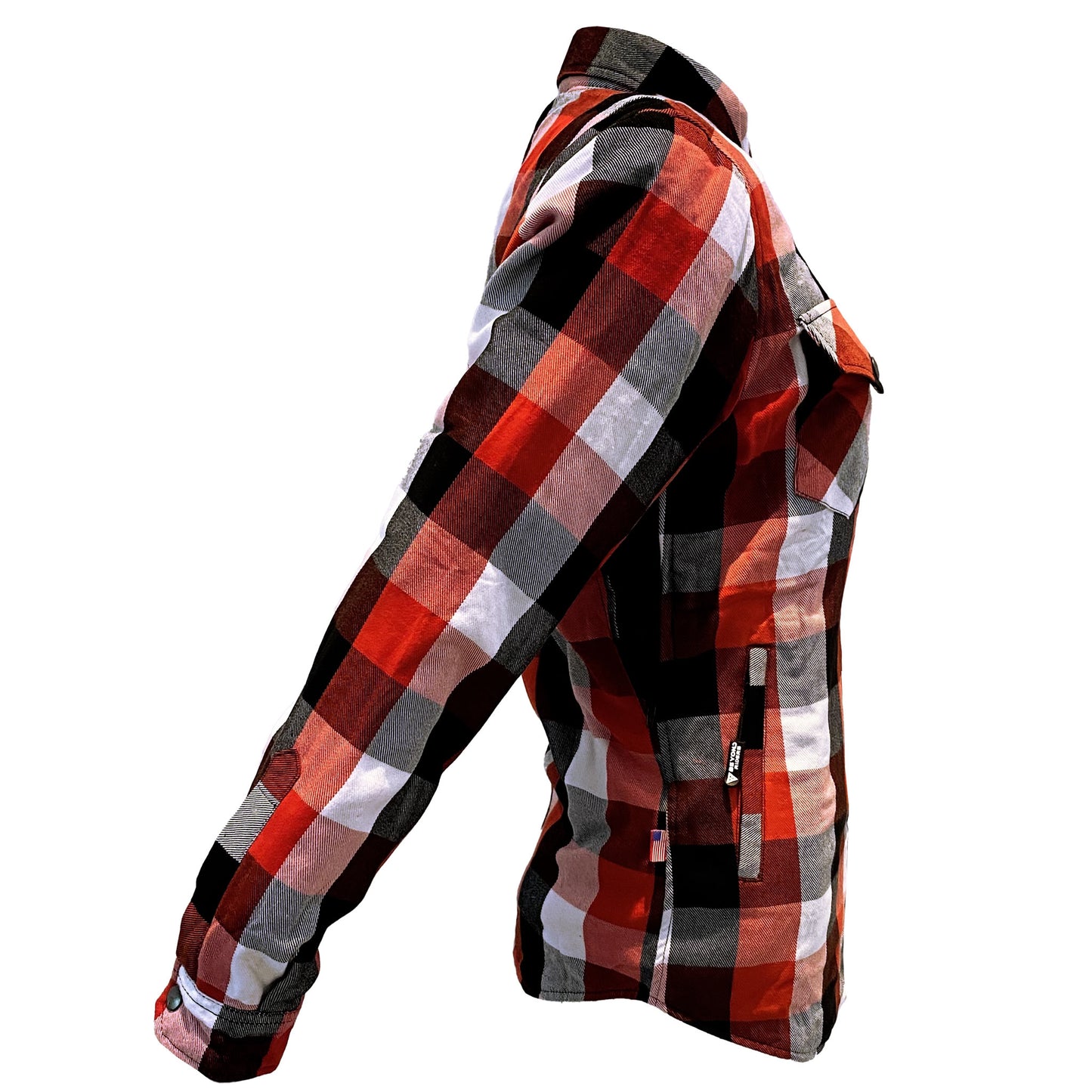 Protective Flannel Shirt for Women - Red Black White Checkered with Pads