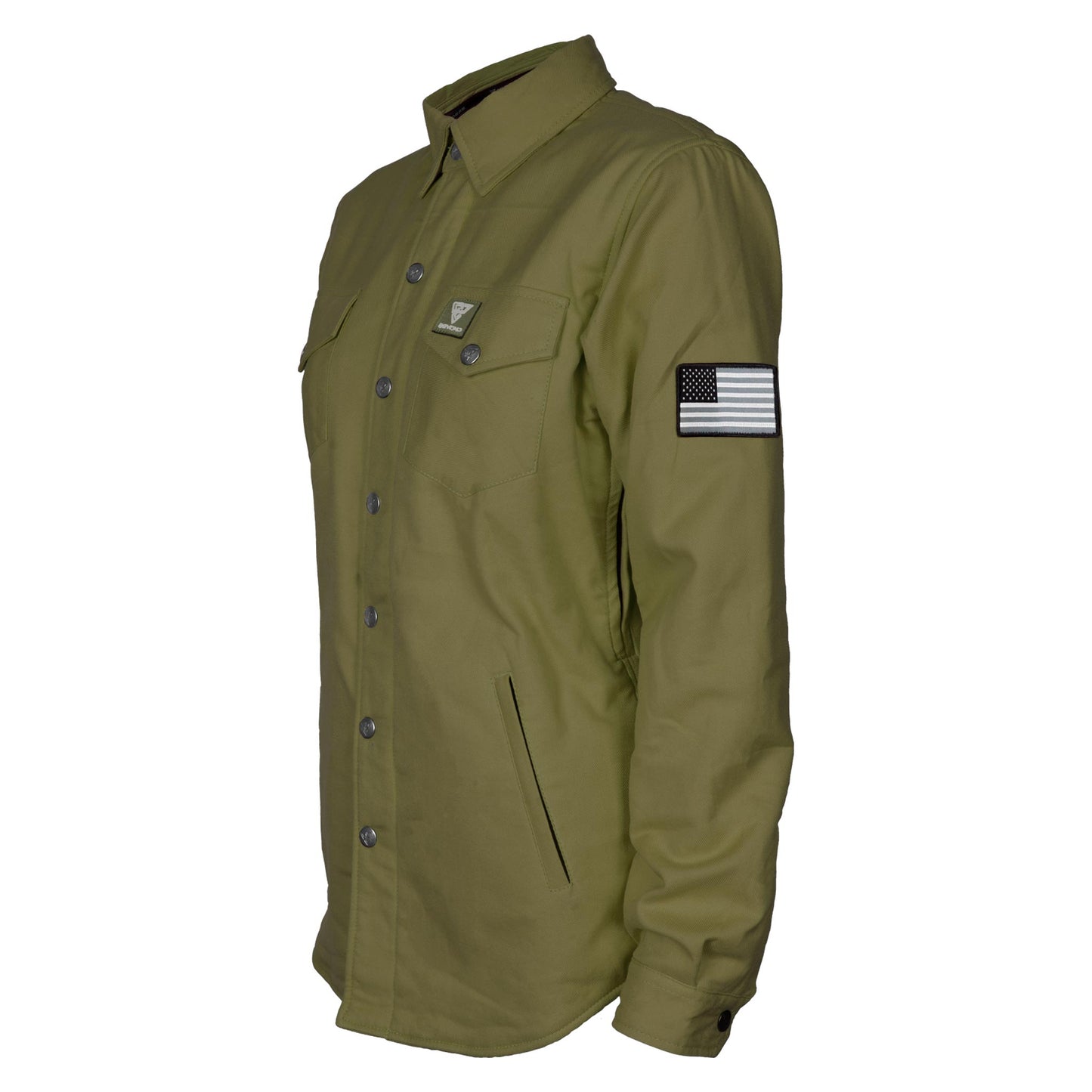 Protective Flannel Shirt for Women - Army Green Solid with Pads