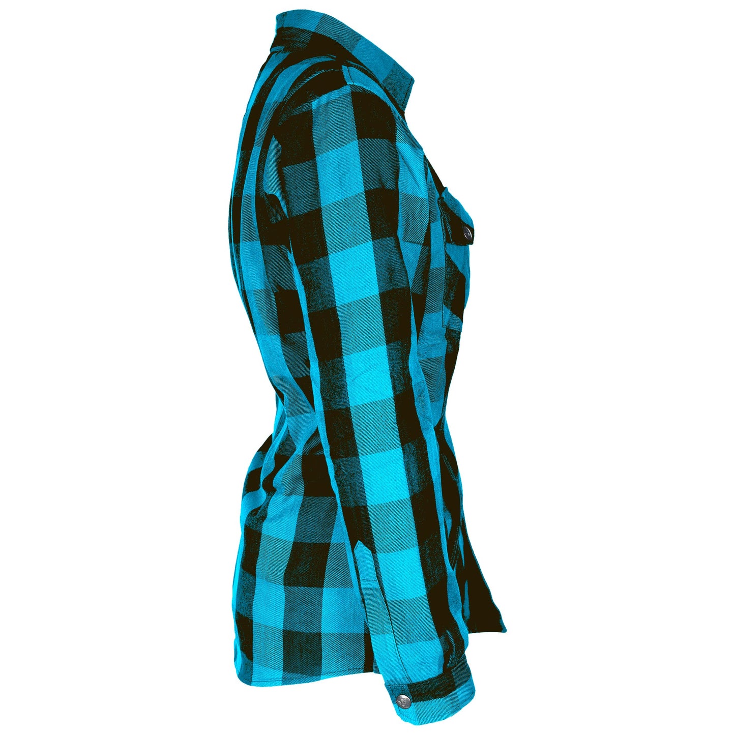 Protective Flannel Shirt for Women - Aqua Blue Checkered with Pads