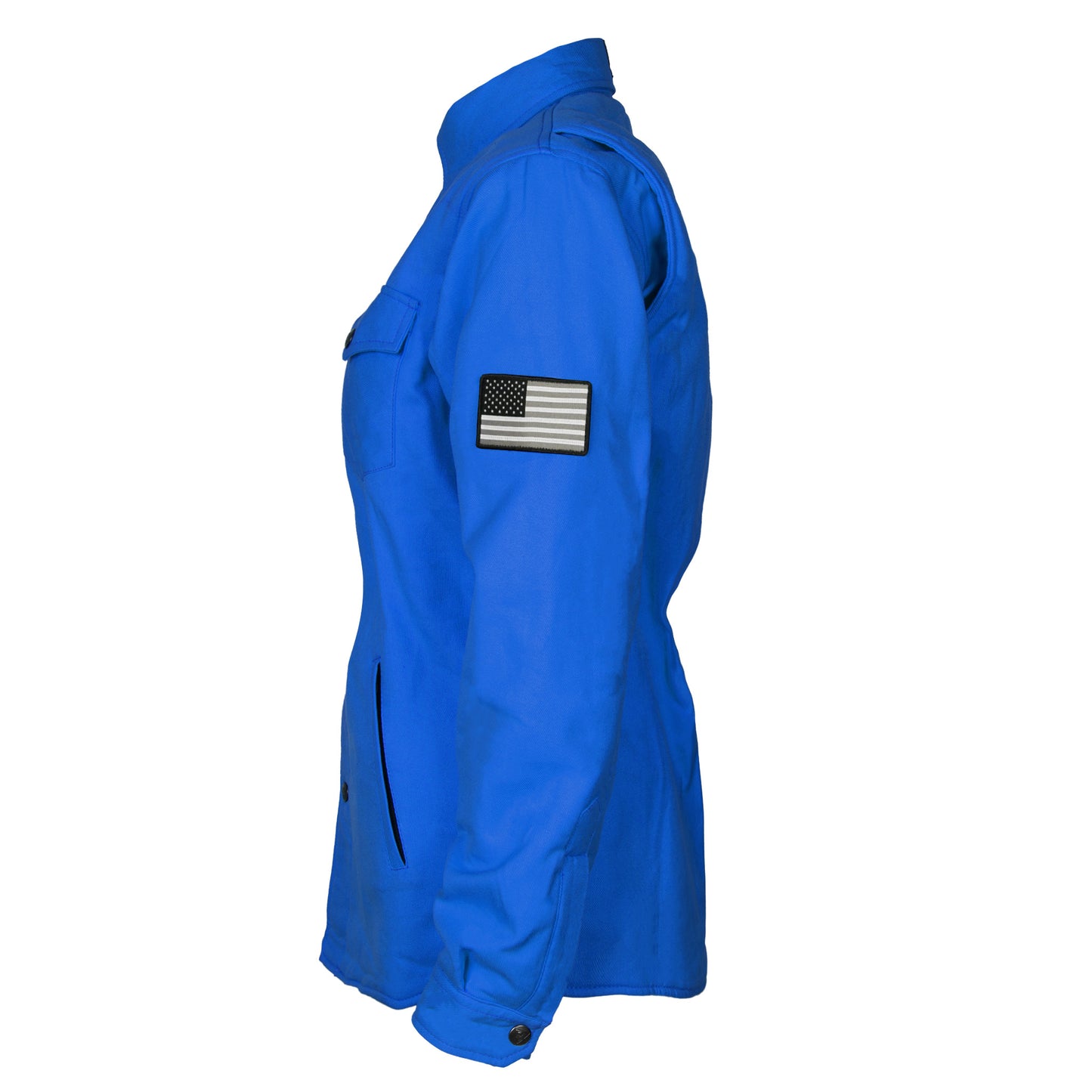 Protective Flannel Shirt for Women - Blue Solid with Pads