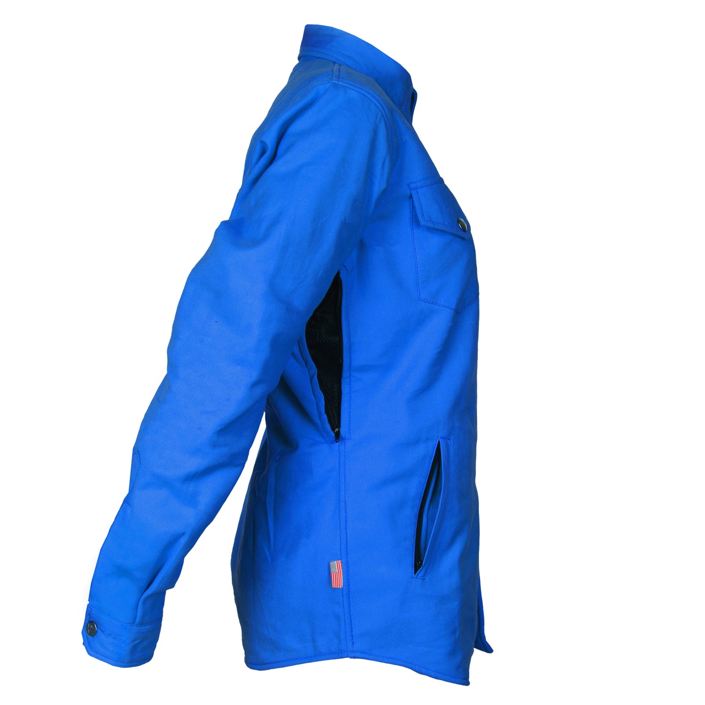 Protective Flannel Shirt for Women - Blue Solid with Pads