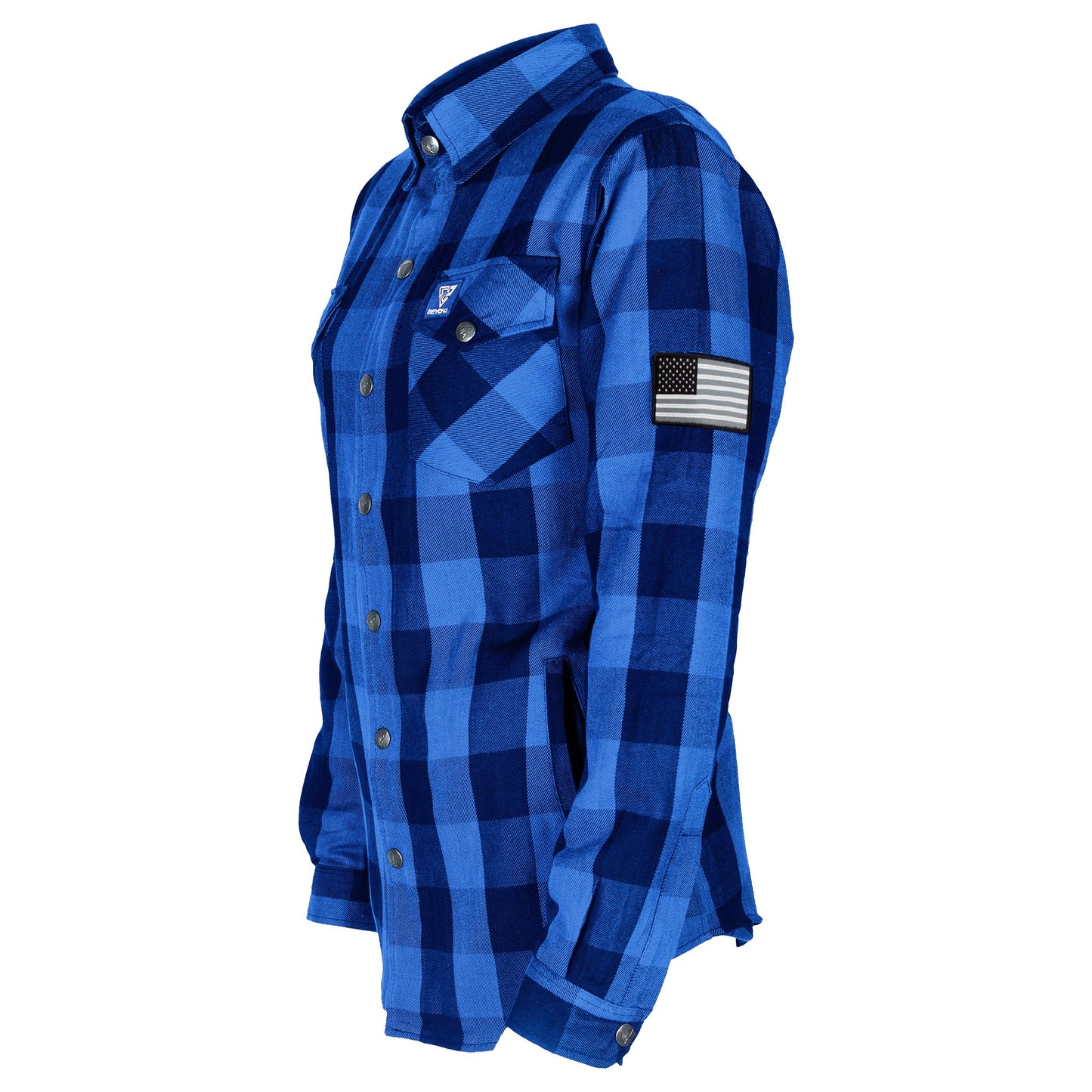 Protective Flannel Shirt for Women - Blue Checkered with Pads