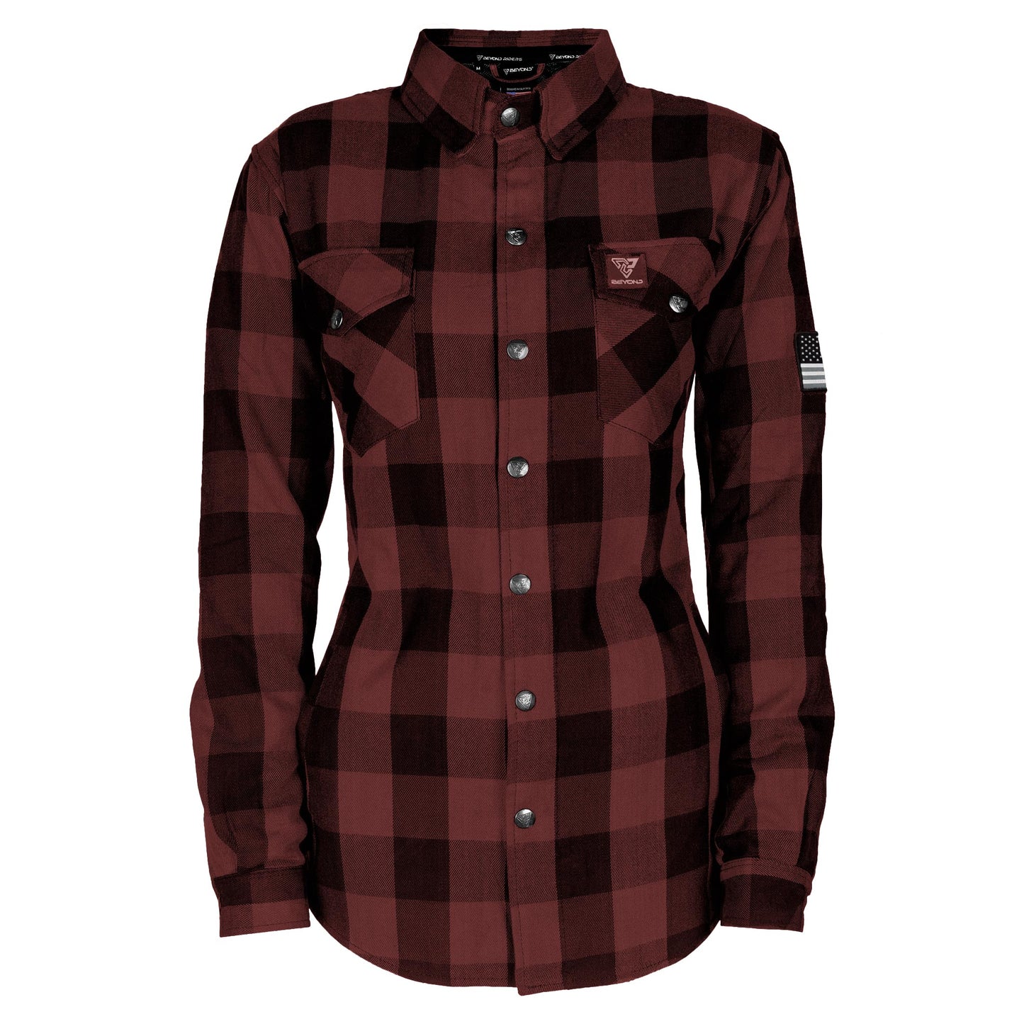 Protective Flannel Shirt for Women - Brown Checkered with Pads