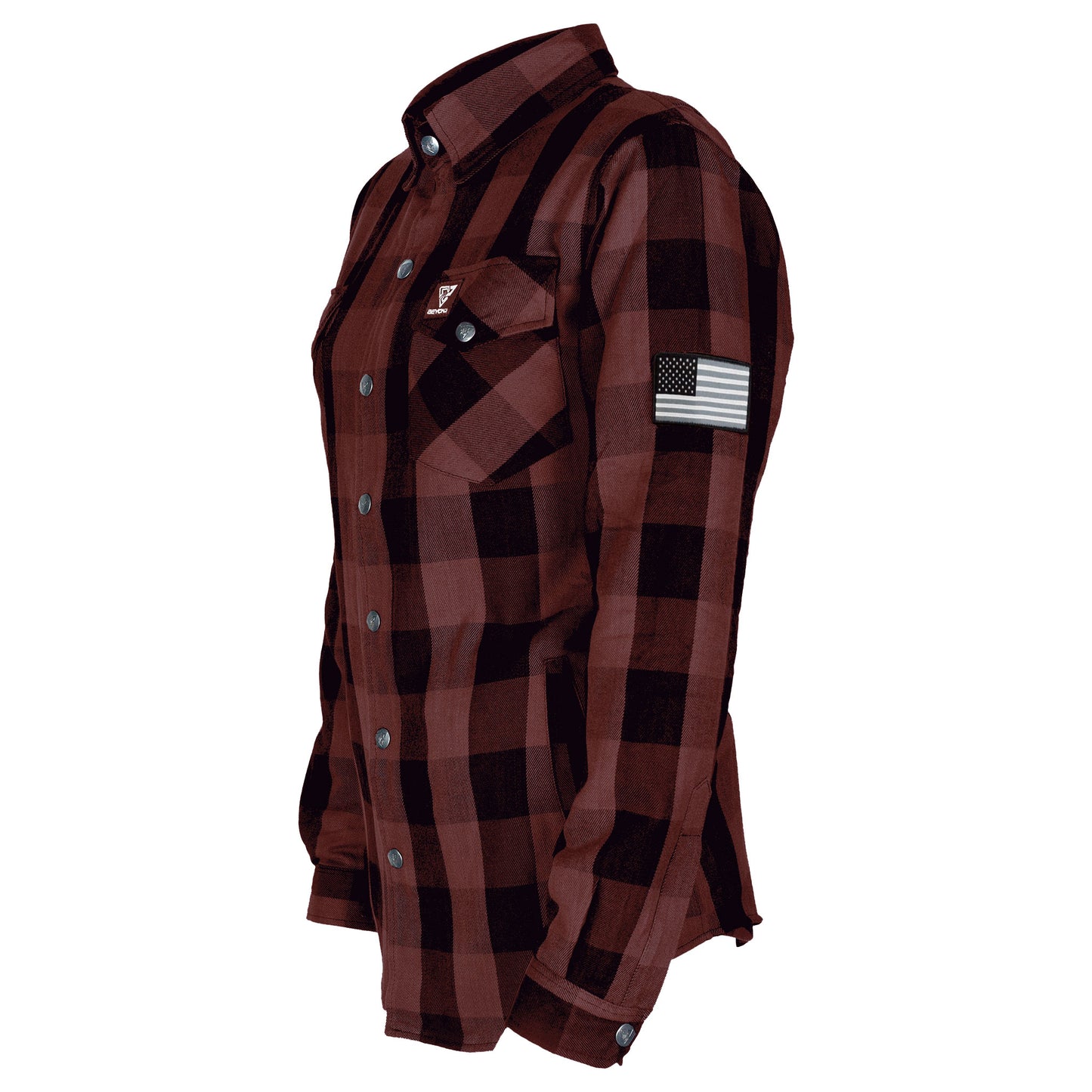 Protective Flannel Shirt for Women - Brown Checkered with Pads