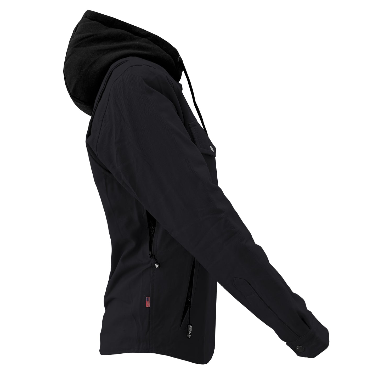 Protective Flannel Hoodie For Women - Black Solid with Pads