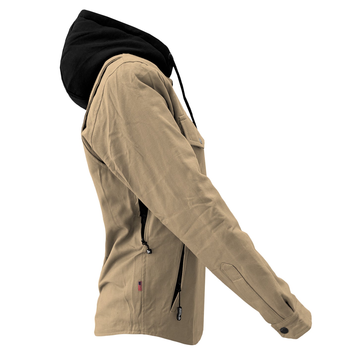 Protective Flannel Hoodie For Women - Khaki Solid with Pads