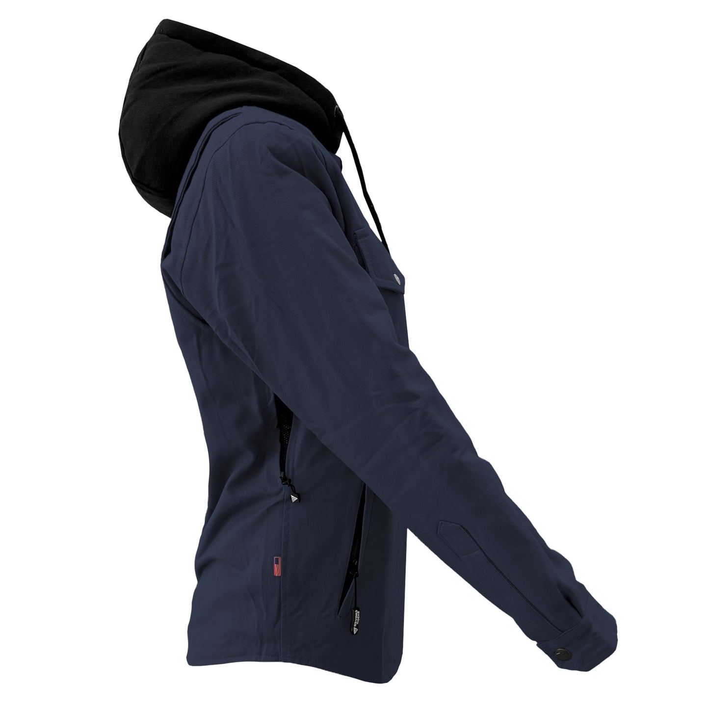 Protective Flannel Hoodie For Women - Navy Blue Solid with Pads