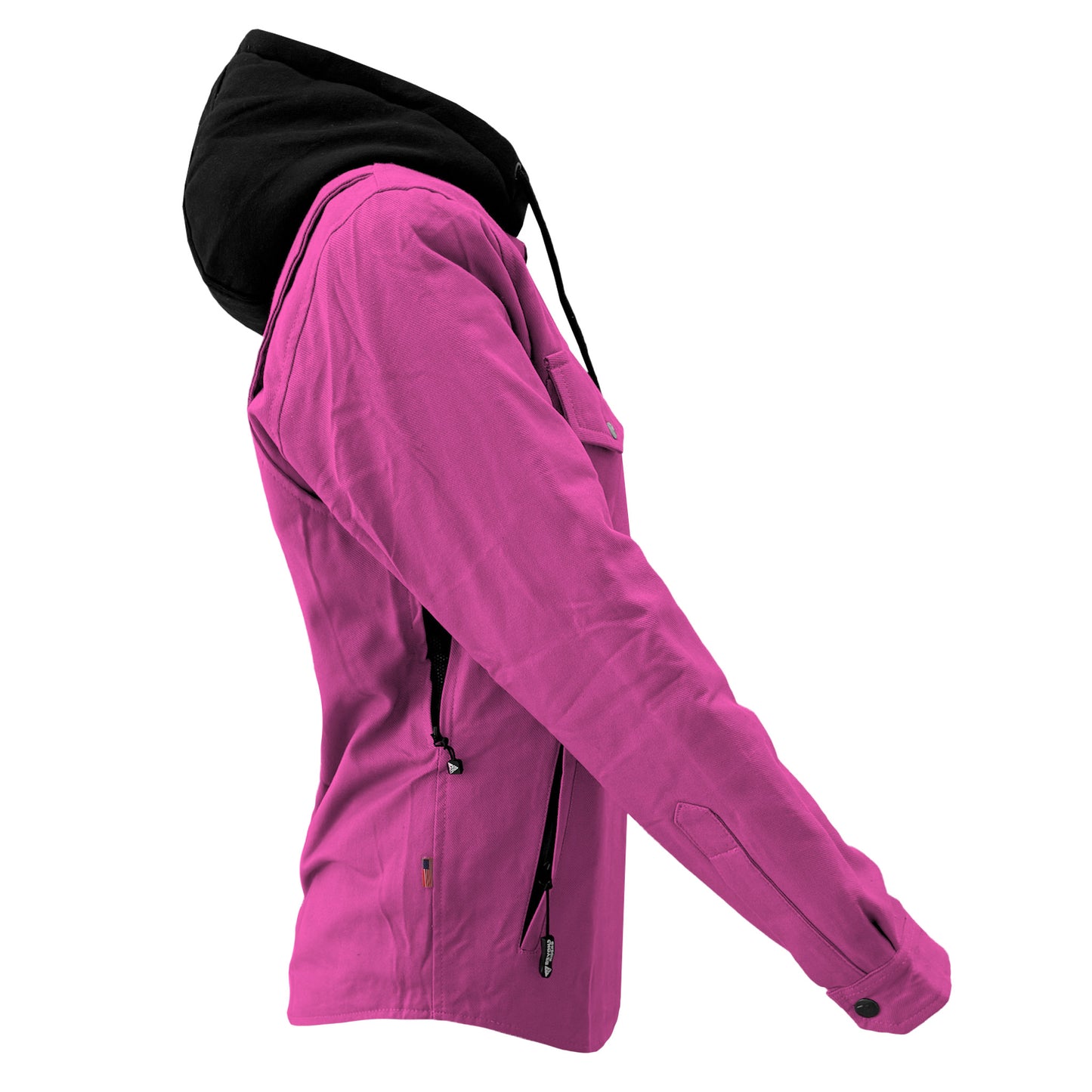 Protective Flannel Hoodie For Women - Pink Solid with Pads