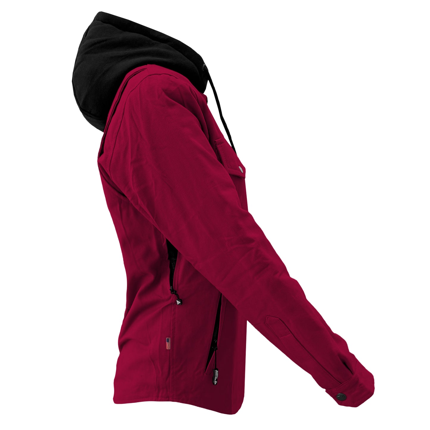 Protective Flannel Hoodie For Women - Red Maroon Solid with Pads