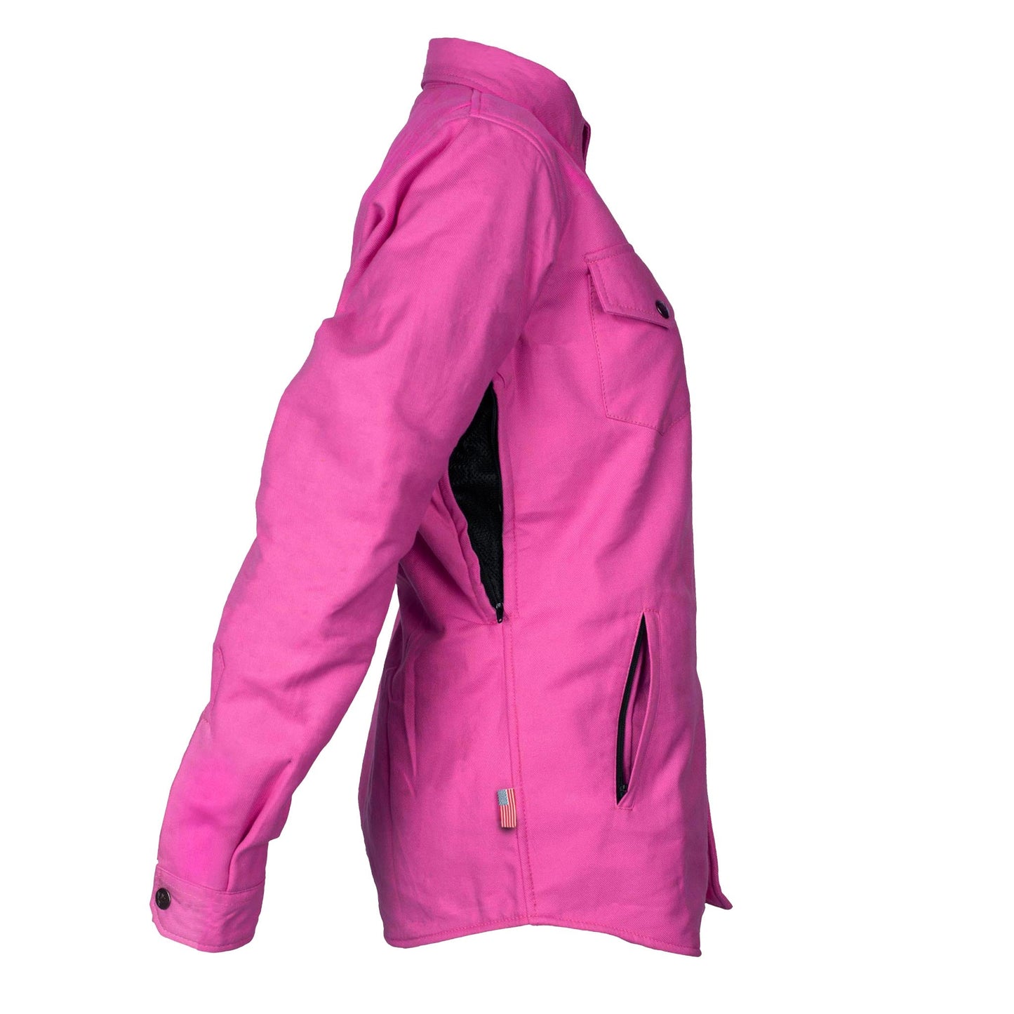 SALE Protective Flannel Shirt for Women - Pink Solid with Pads