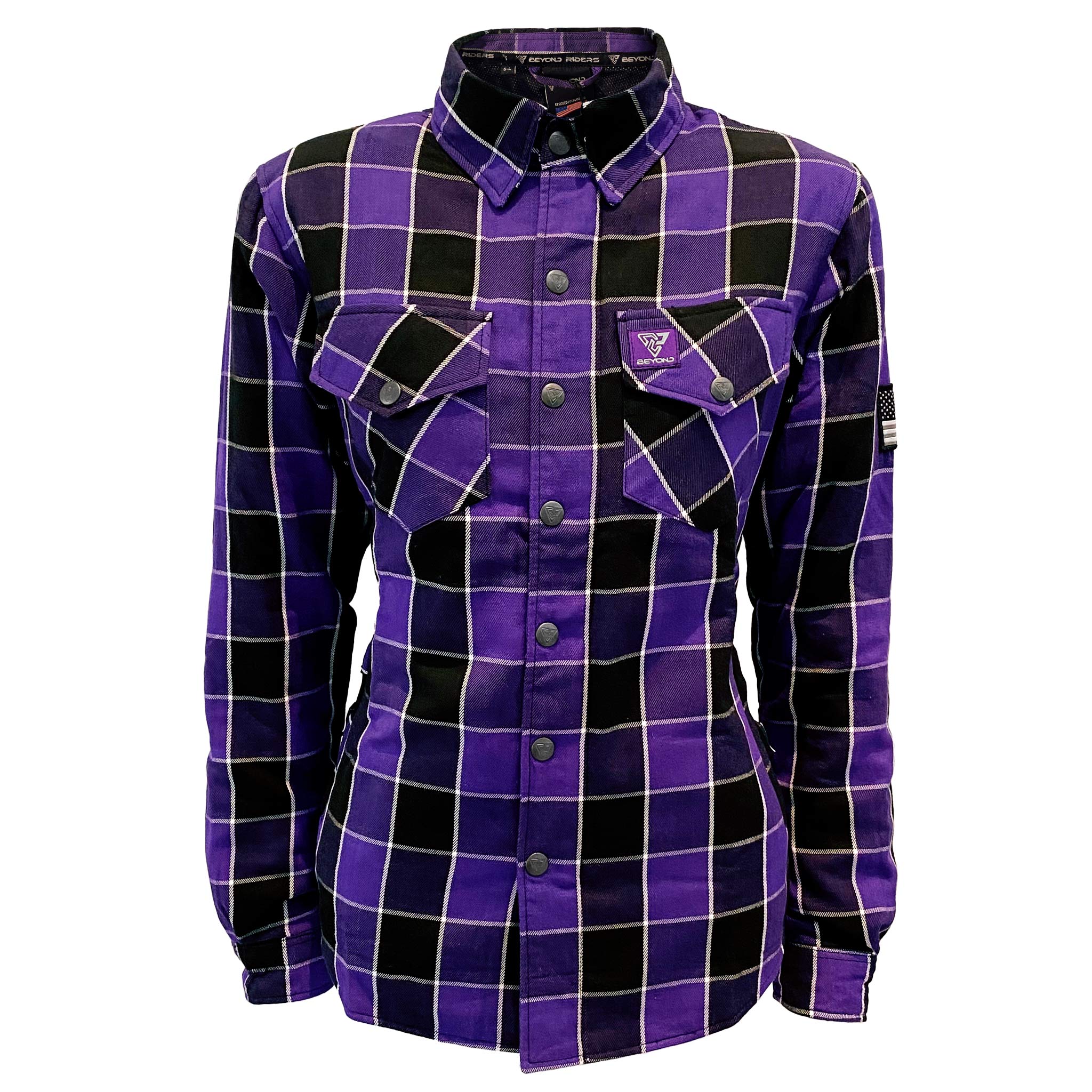 Protective Flannel Shirt for Women - Purple with Pads 7XL / Purple Black White Protective Flannel Shirt for Women - Purple with Pads 7XL / Purple Black White