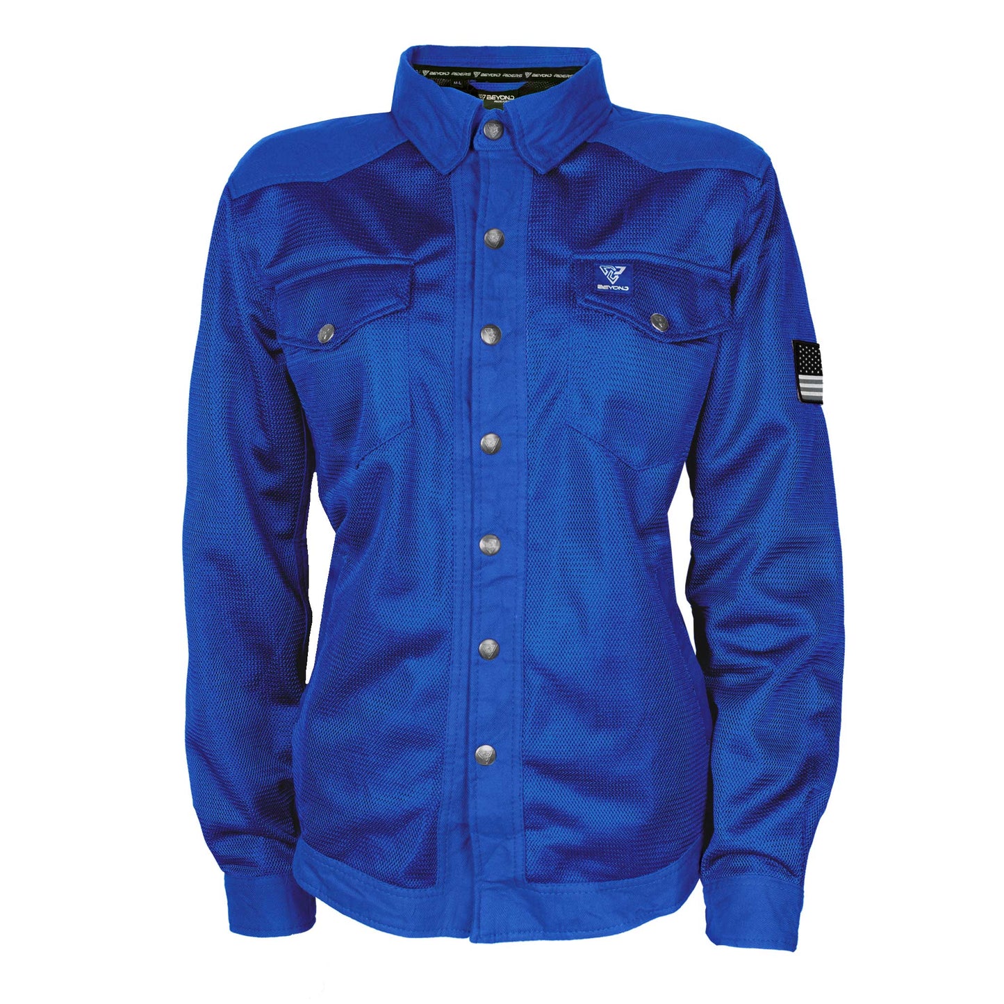 Protective Summer Mesh Shirt for Women - Blue Solid with Pads