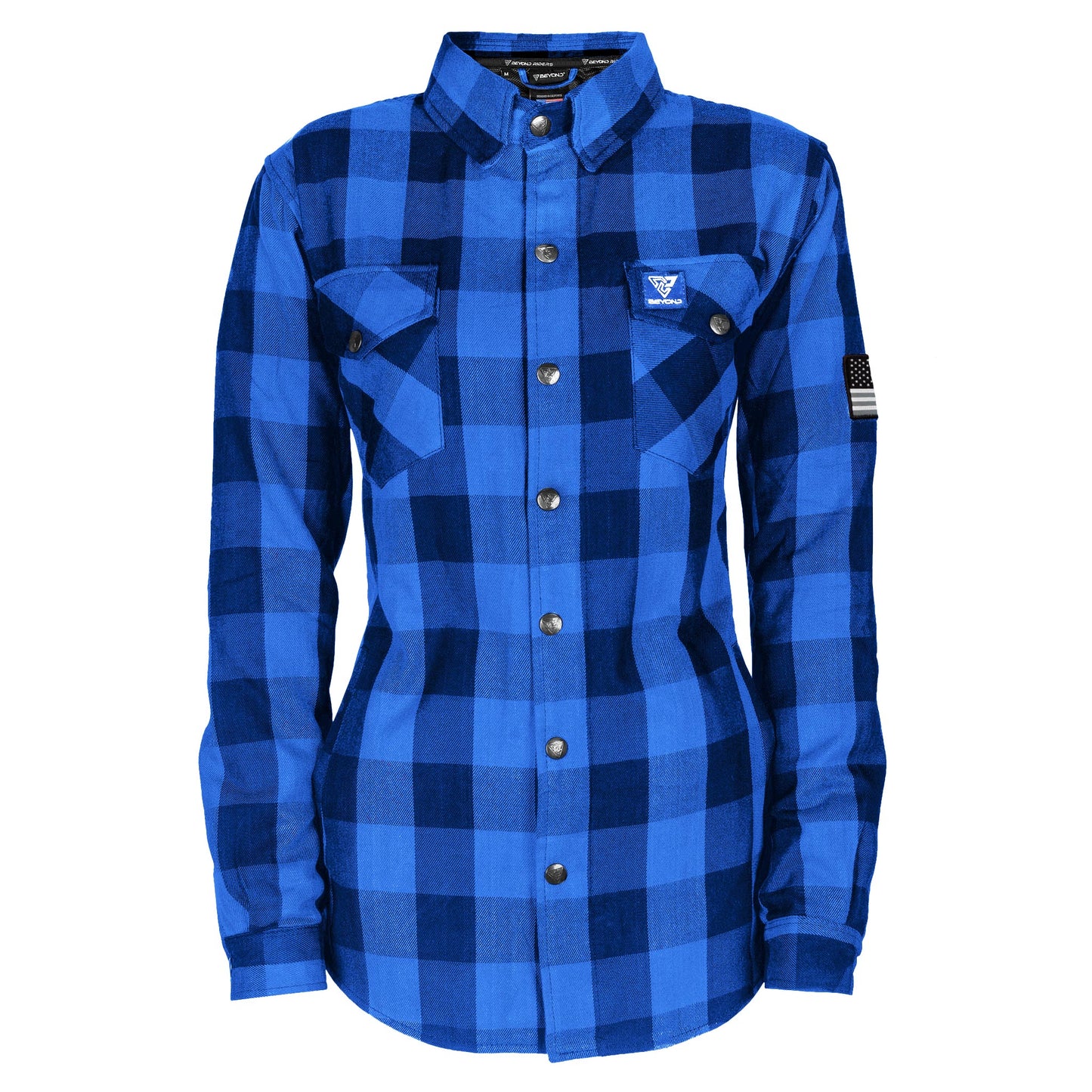 Protective Flannel Shirt for Women - Blue Checkered with Pads