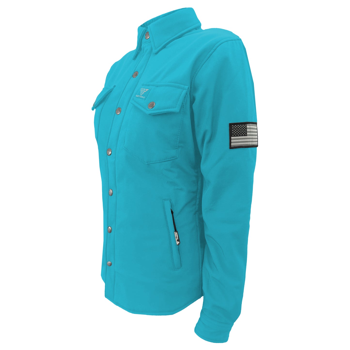Protective SoftShell Winter Jacket for Women – Arctic Blue Matte with Pads