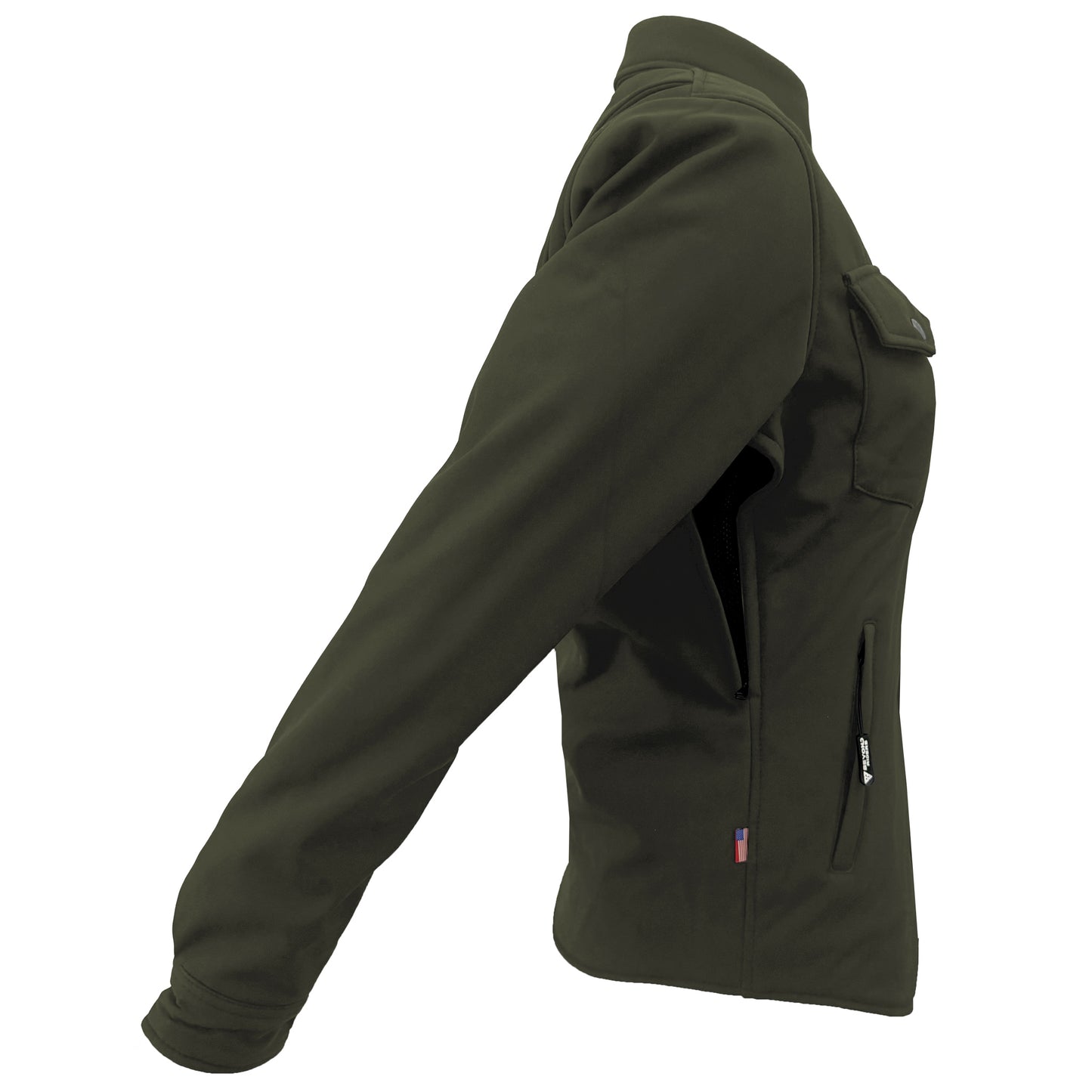 Protective SoftShell Winter Jacket for Women - Army Green Matte with Pads